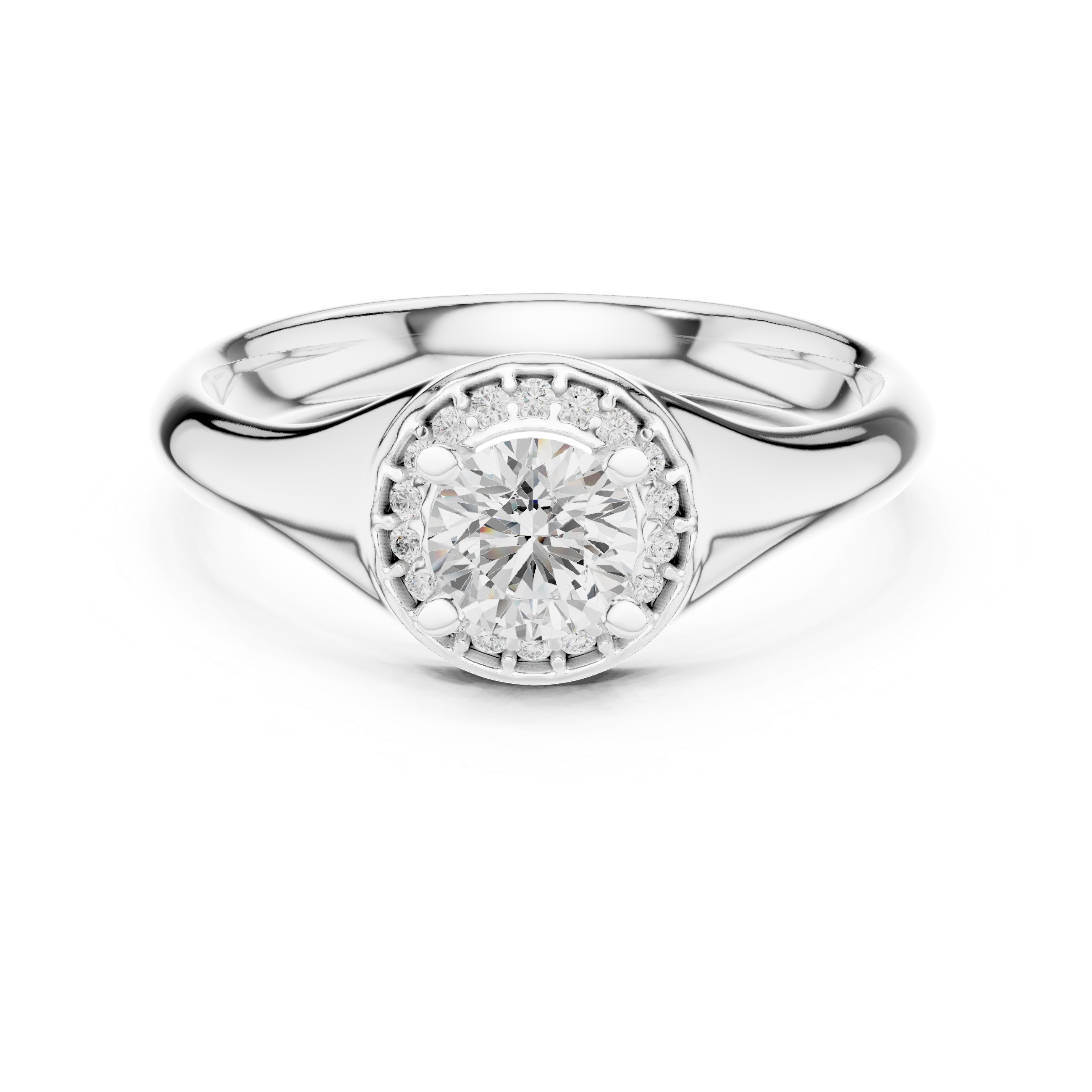 Classic Round Halo Engagement Ring – Minimal Bezel-Inspired Diamond Ring