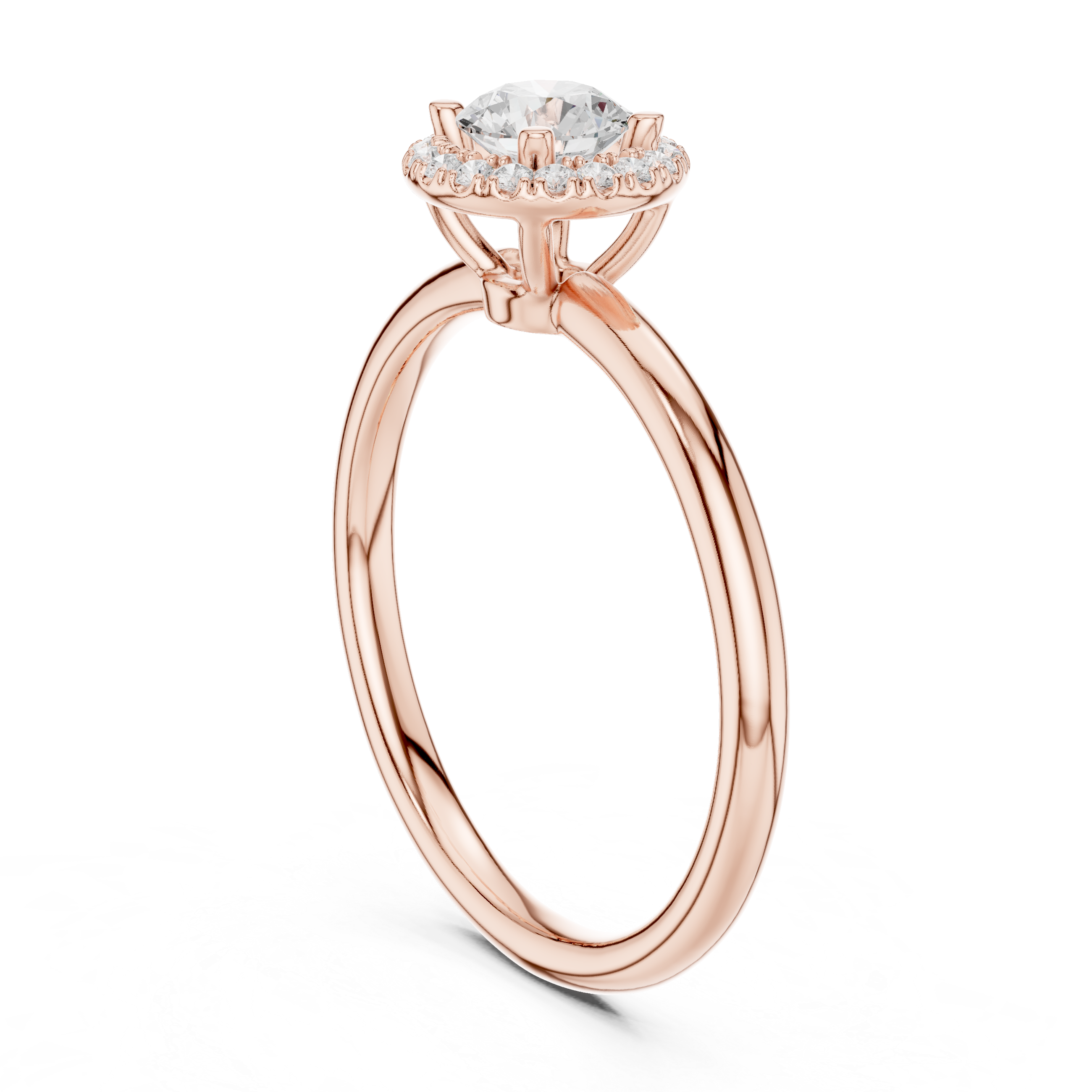 Minimalist Round Halo Engagement Ring – Classic Solitaire Style Diamond Ring