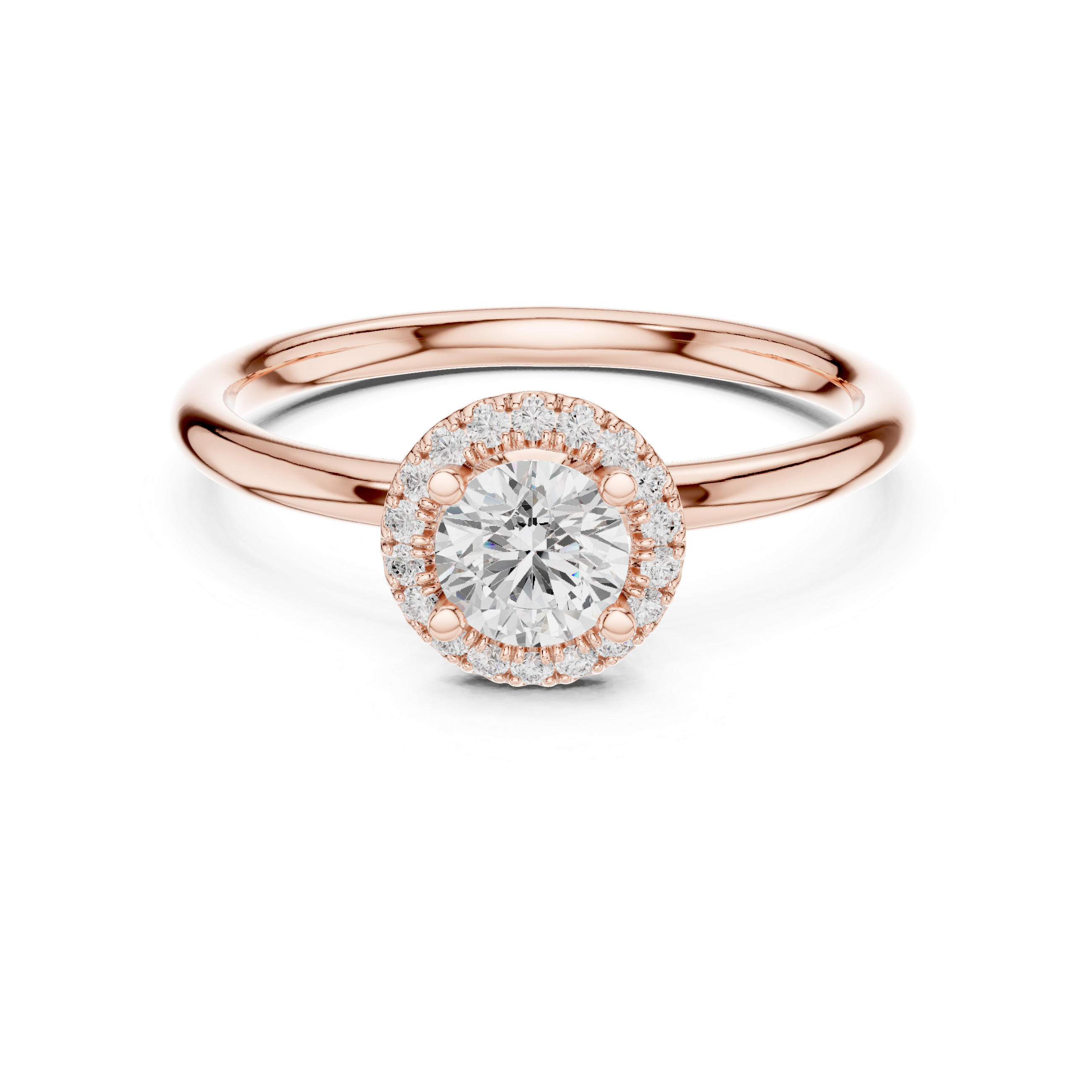 Minimalist Round Halo Engagement Ring – Classic Solitaire Style Diamond Ring