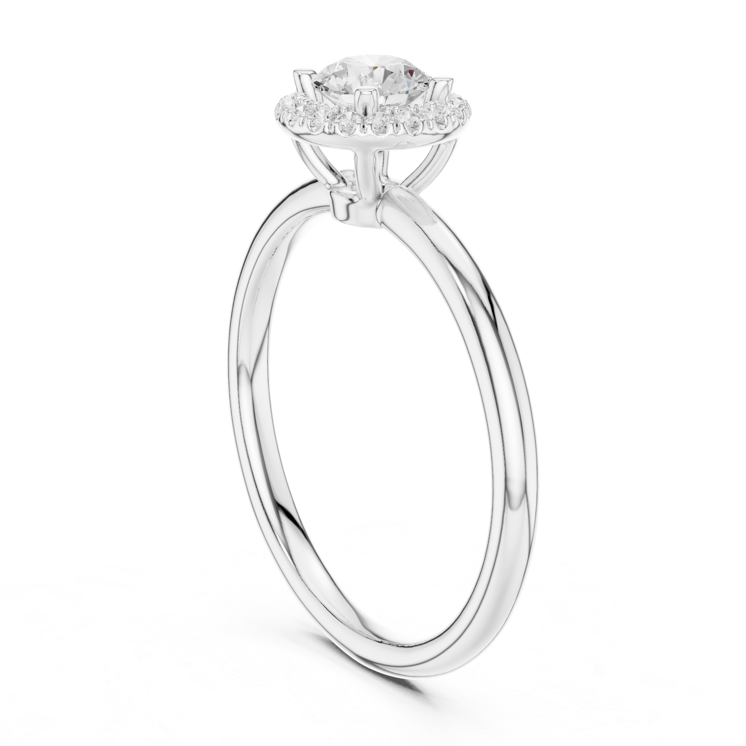Minimalist Round Halo Engagement Ring – Classic Solitaire Style Diamond Ring