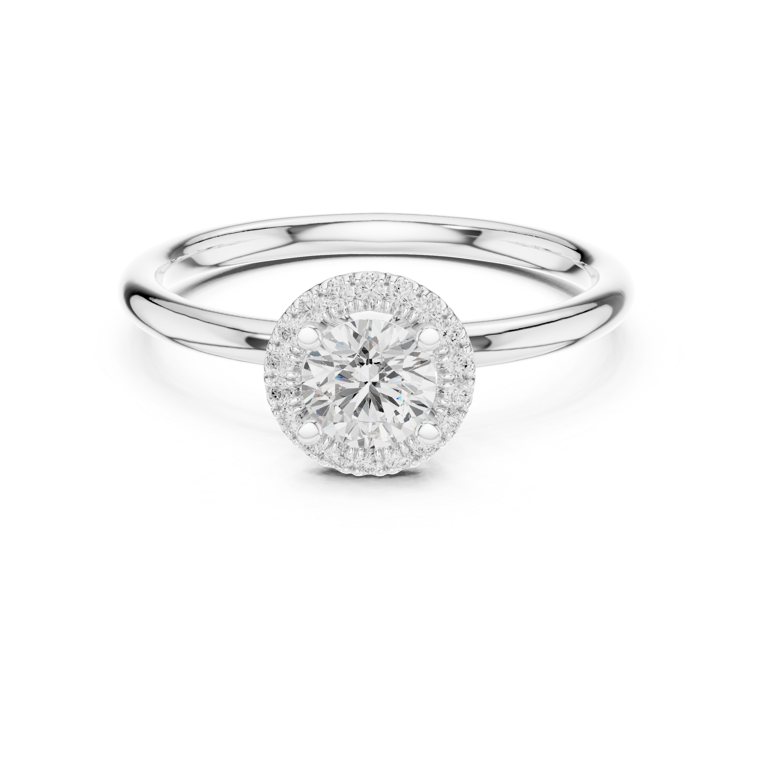 Minimalist Round Halo Engagement Ring – Classic Solitaire Style Diamond Ring