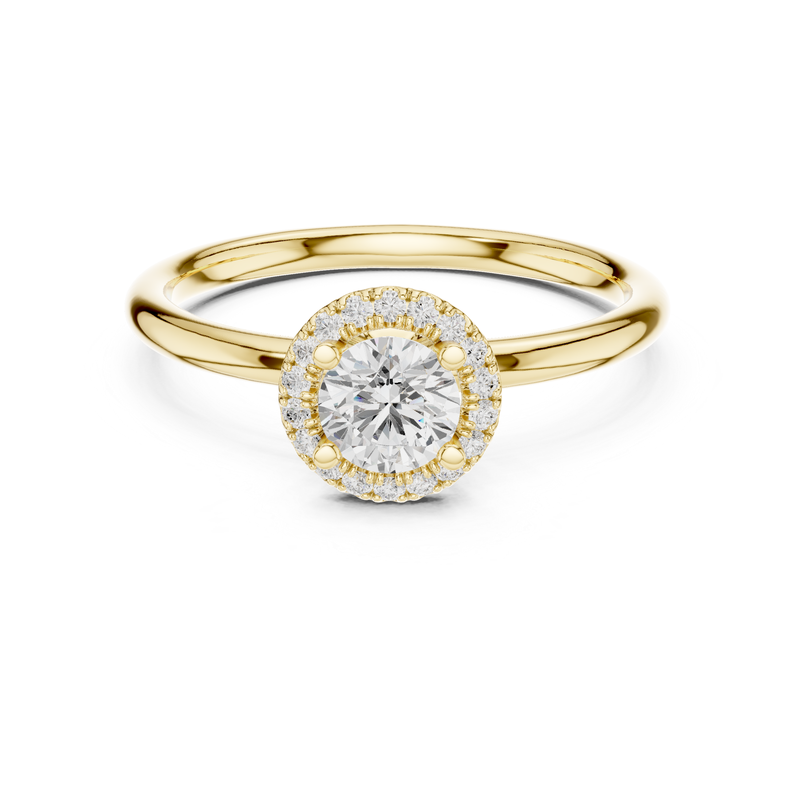 Minimalist Round Halo Engagement Ring – Classic Solitaire Style Diamond Ring