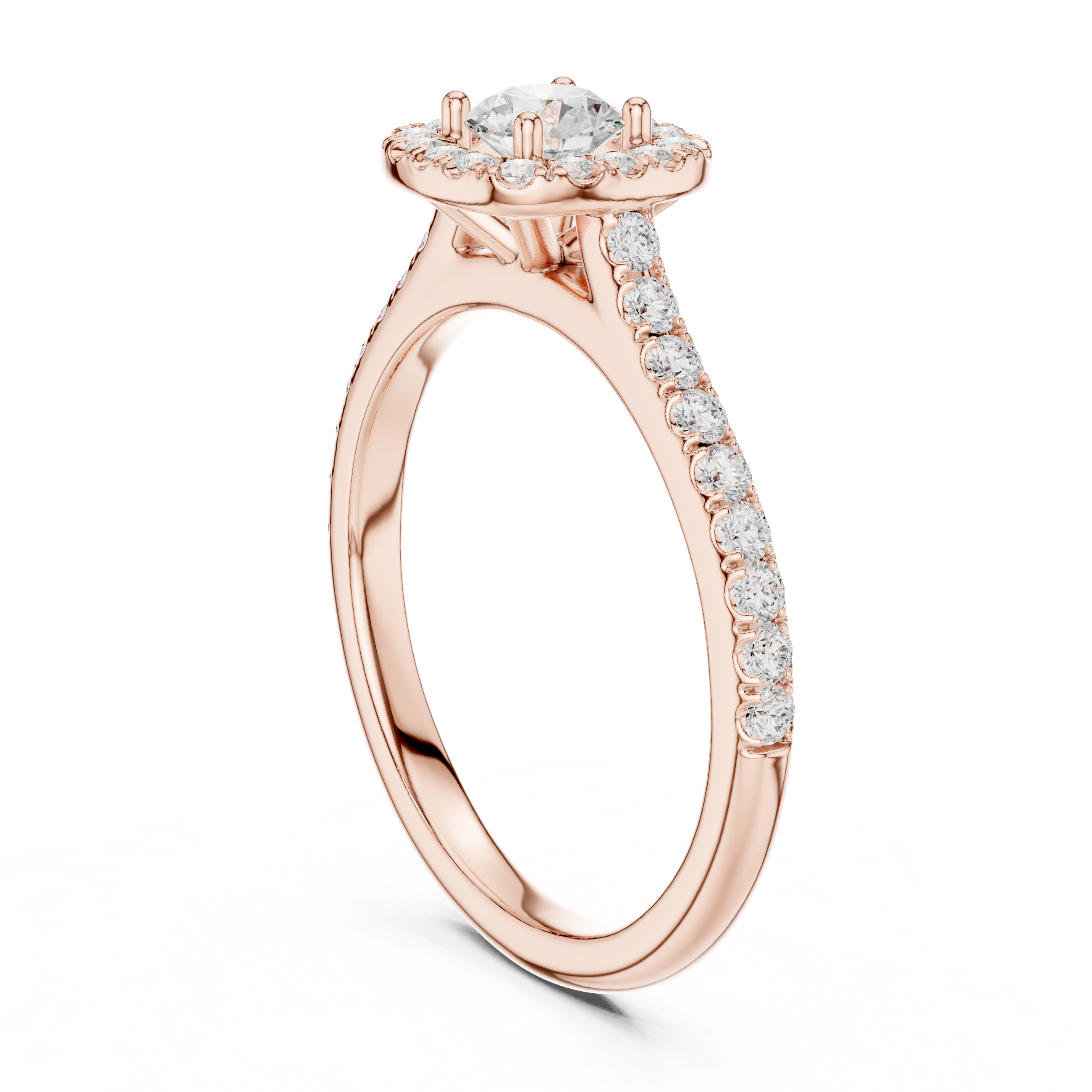 Cushion Halo Diamond Engagement Ring – Pavé Cathedral Bridal Ring