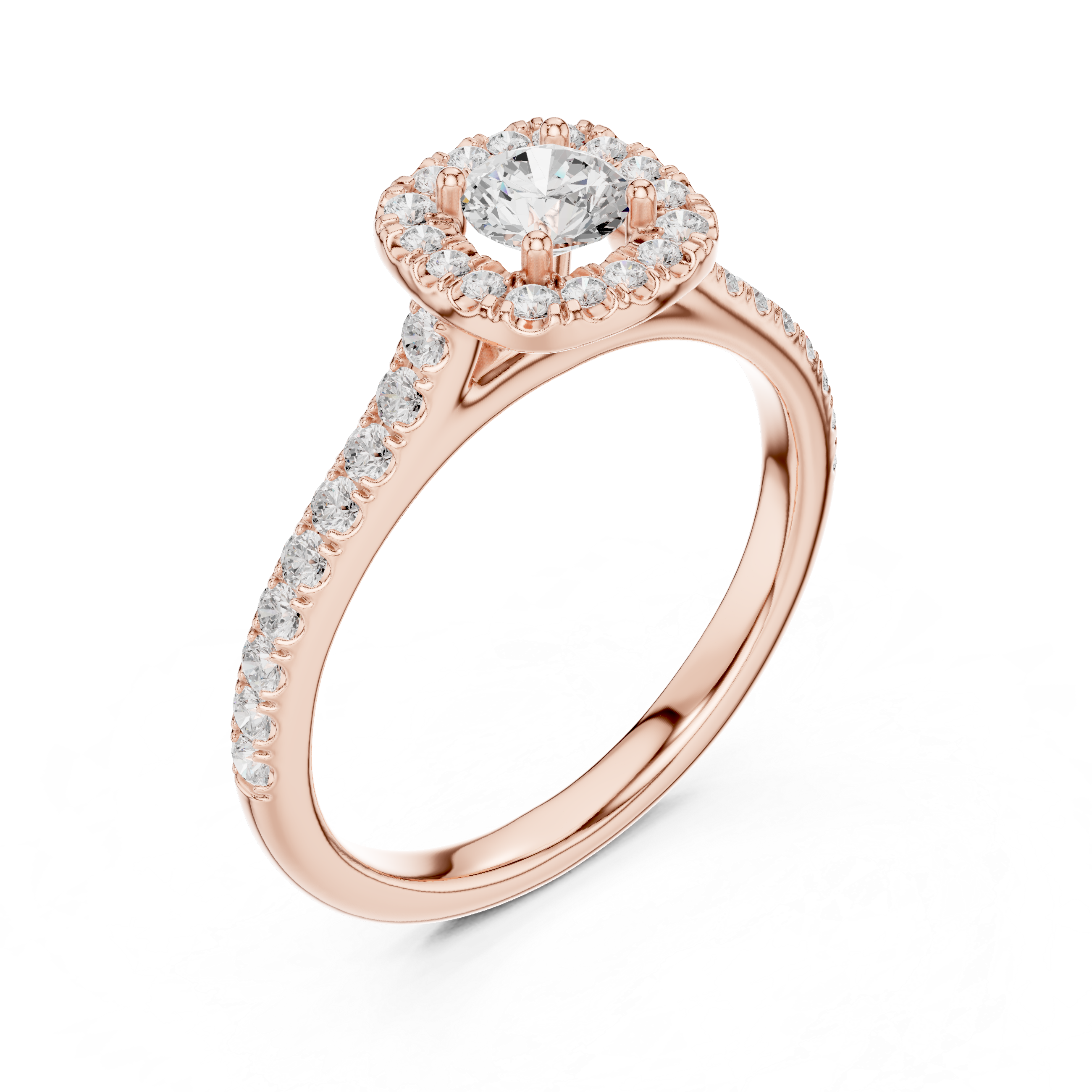 Cushion Halo Diamond Engagement Ring – Pavé Cathedral Bridal Ring