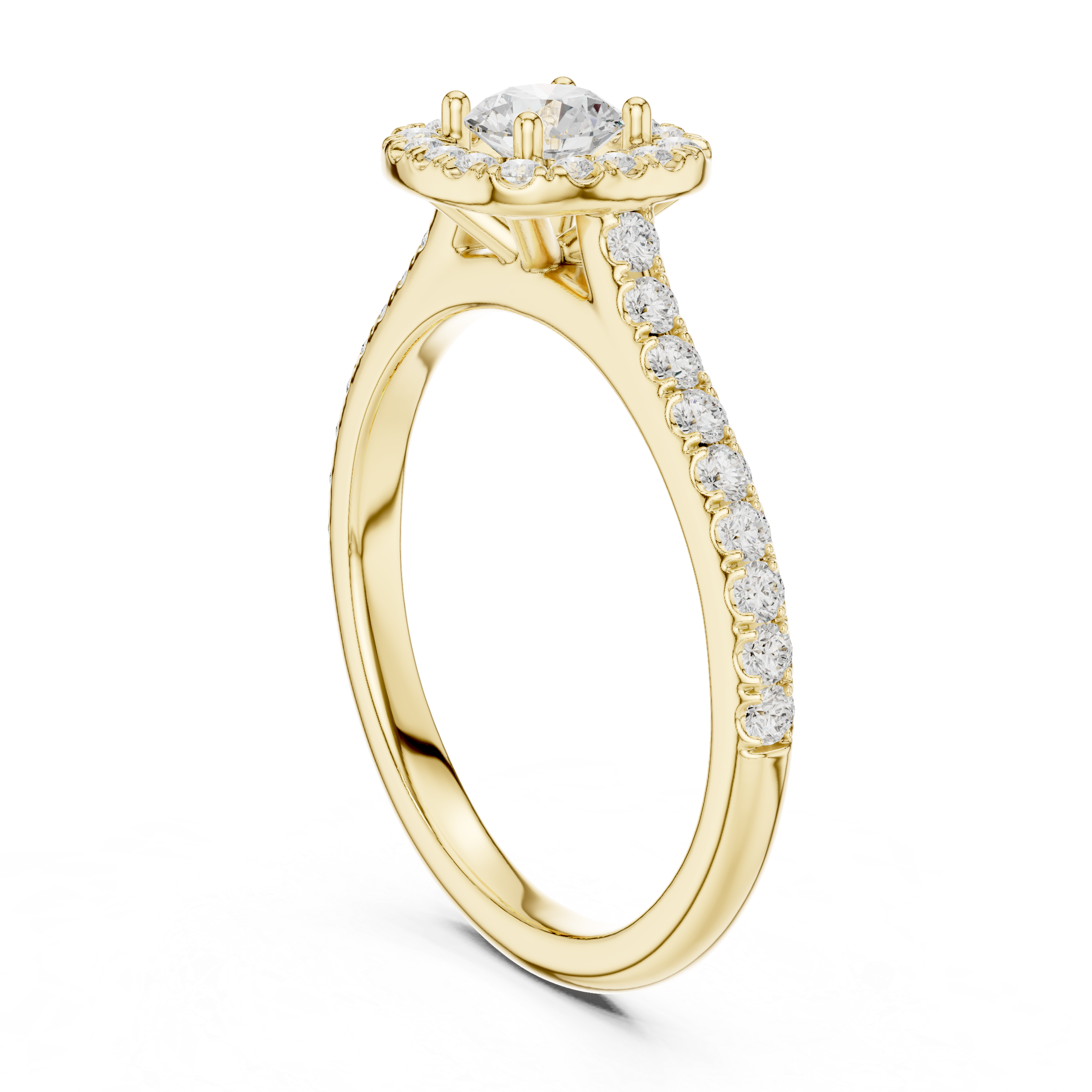 Cushion Halo Diamond Engagement Ring – Pavé Cathedral Bridal Ring