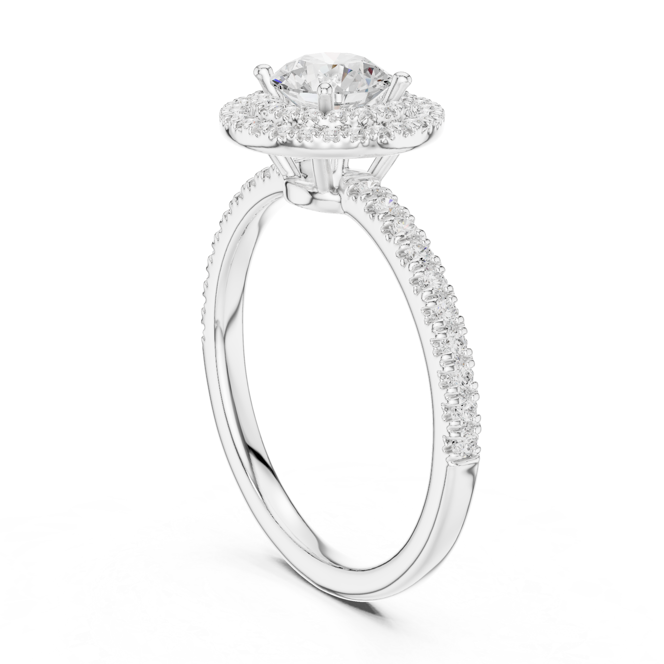 Double Halo Diamond Engagement Ring – Round Cut Pavé Bridal Ring