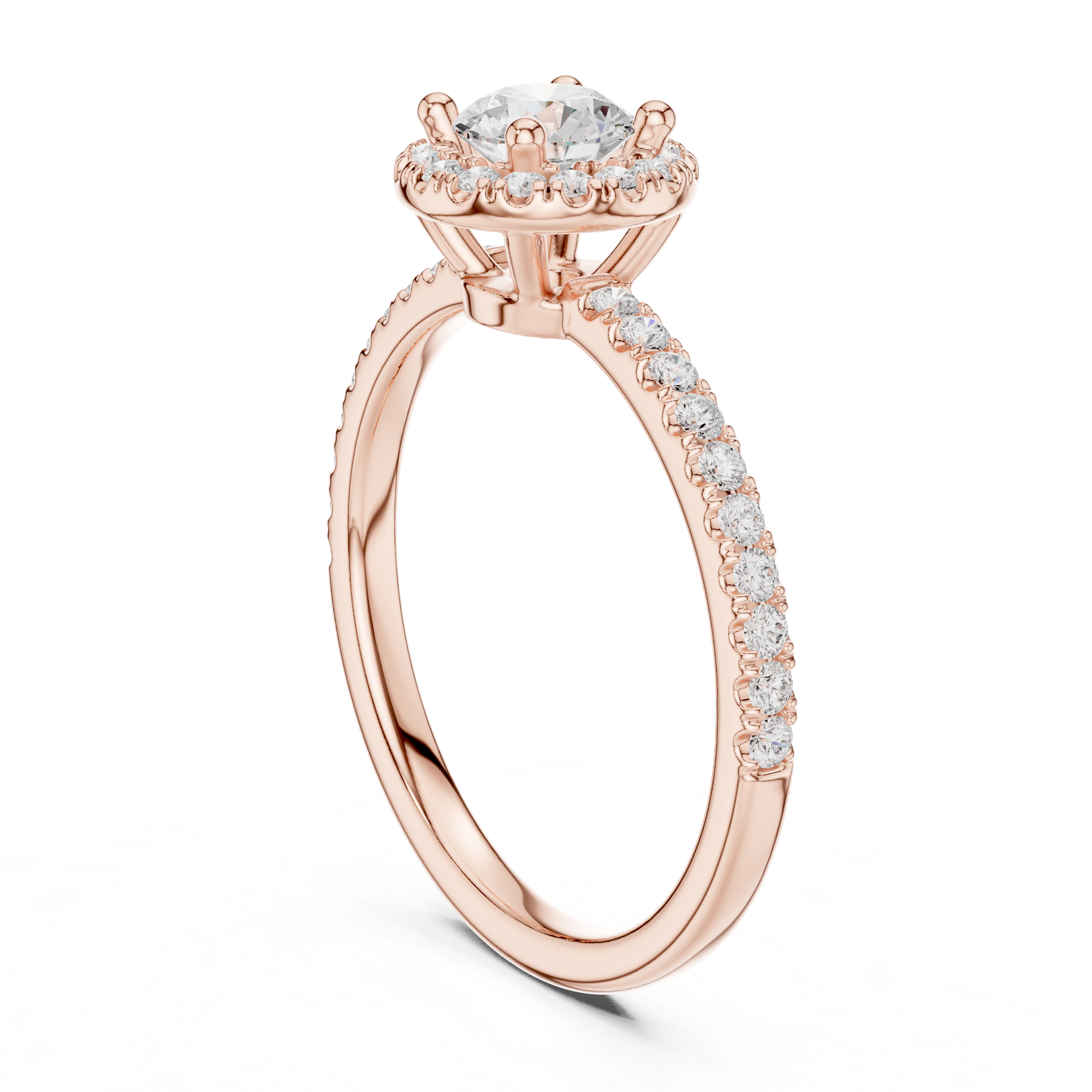 Classic Halo Diamond Engagement Ring – Round Cut Pavé Bridal Ring