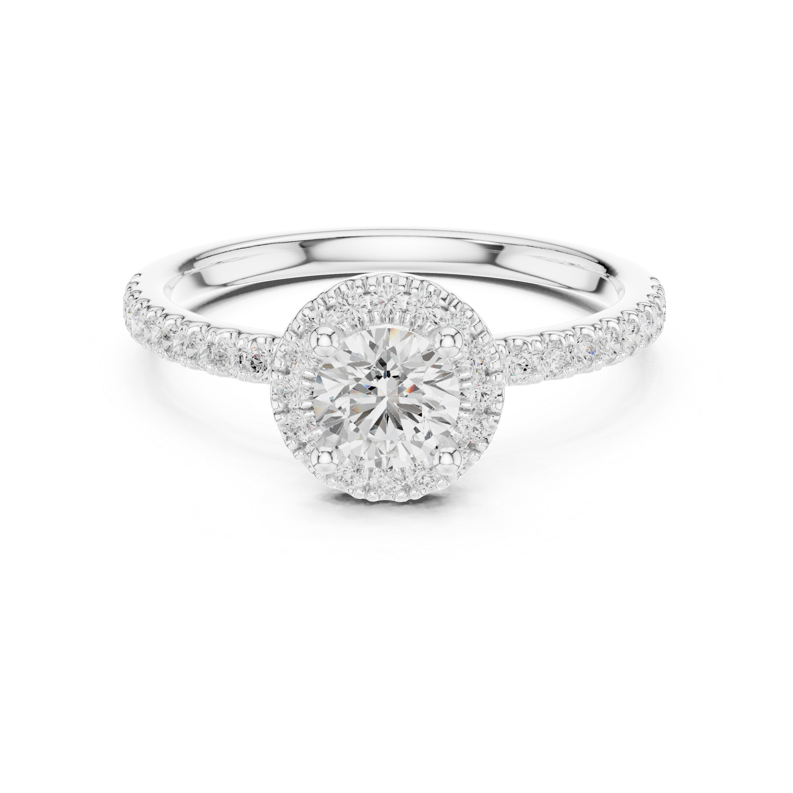 Classic Halo Diamond Engagement Ring – Round Cut Pavé Bridal Ring