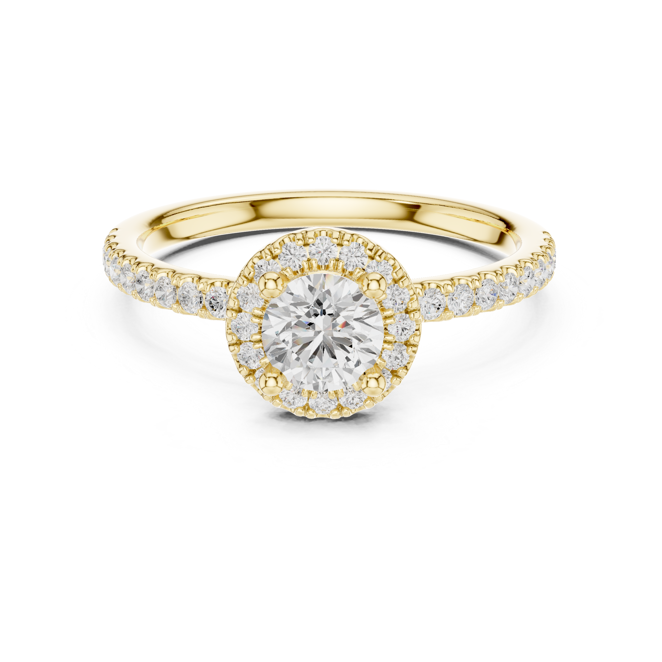 Classic Halo Diamond Engagement Ring – Round Cut Pavé Bridal Ring