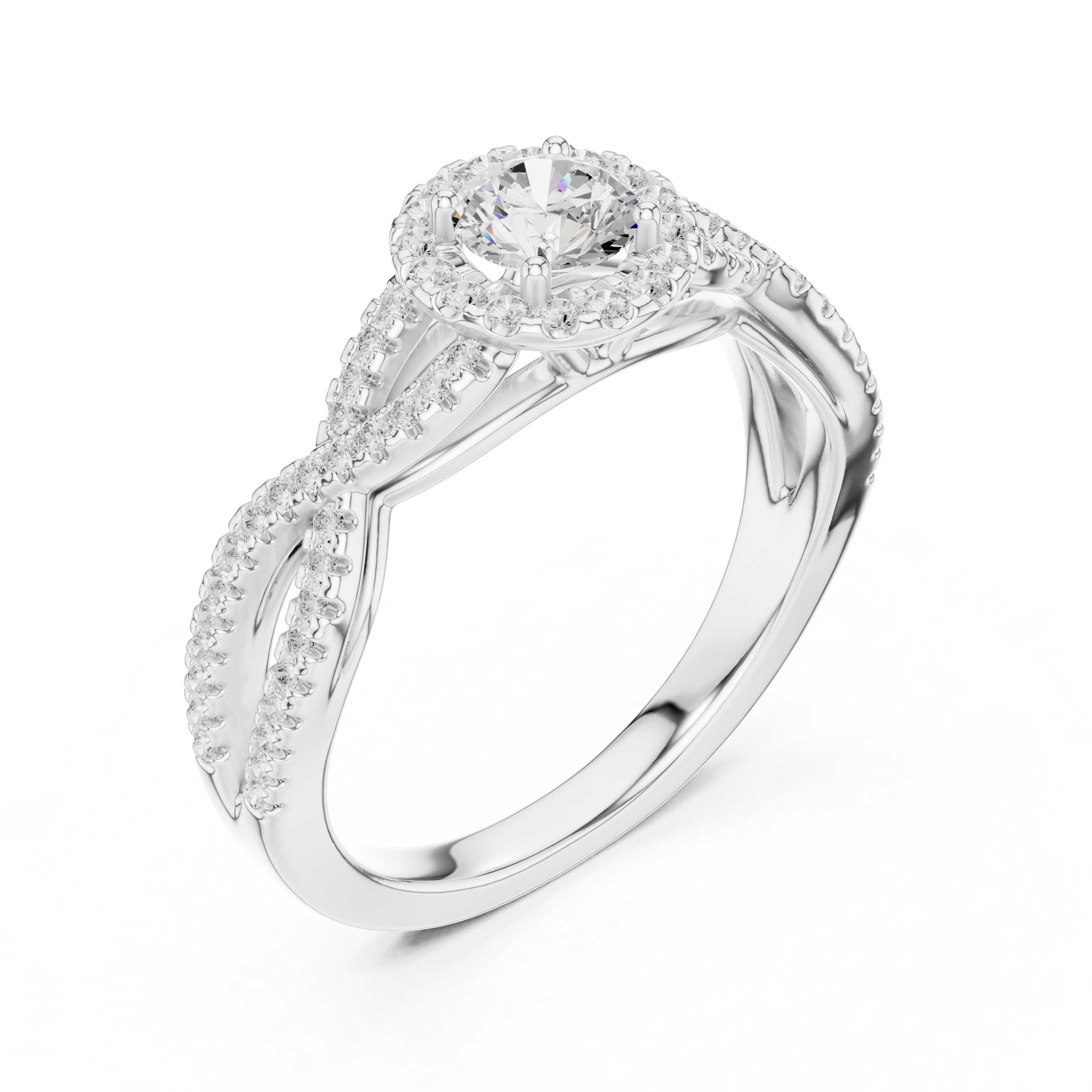 Infinity Twist Halo Engagement Ring – Vintage Pavé Diamond Bridal Ring