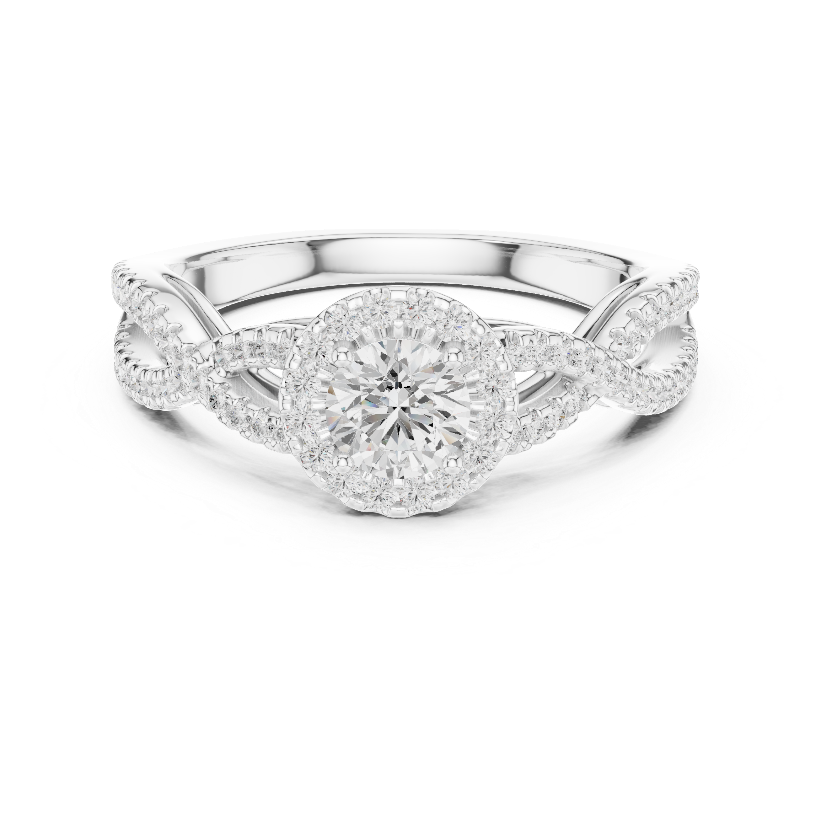 Infinity Twist Halo Engagement Ring – Vintage Pavé Diamond Bridal Ring