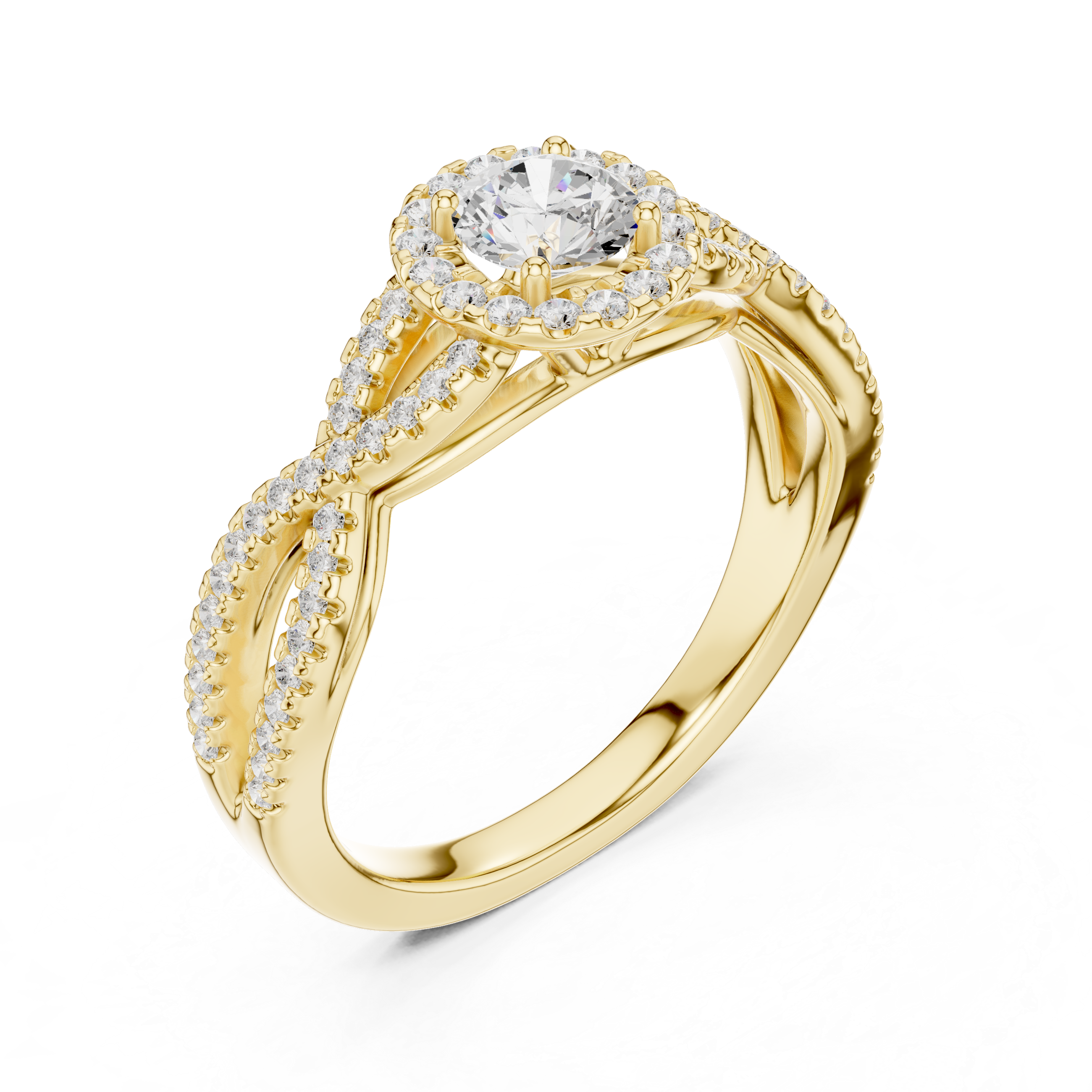 Infinity Twist Halo Engagement Ring – Vintage Pavé Diamond Bridal Ring