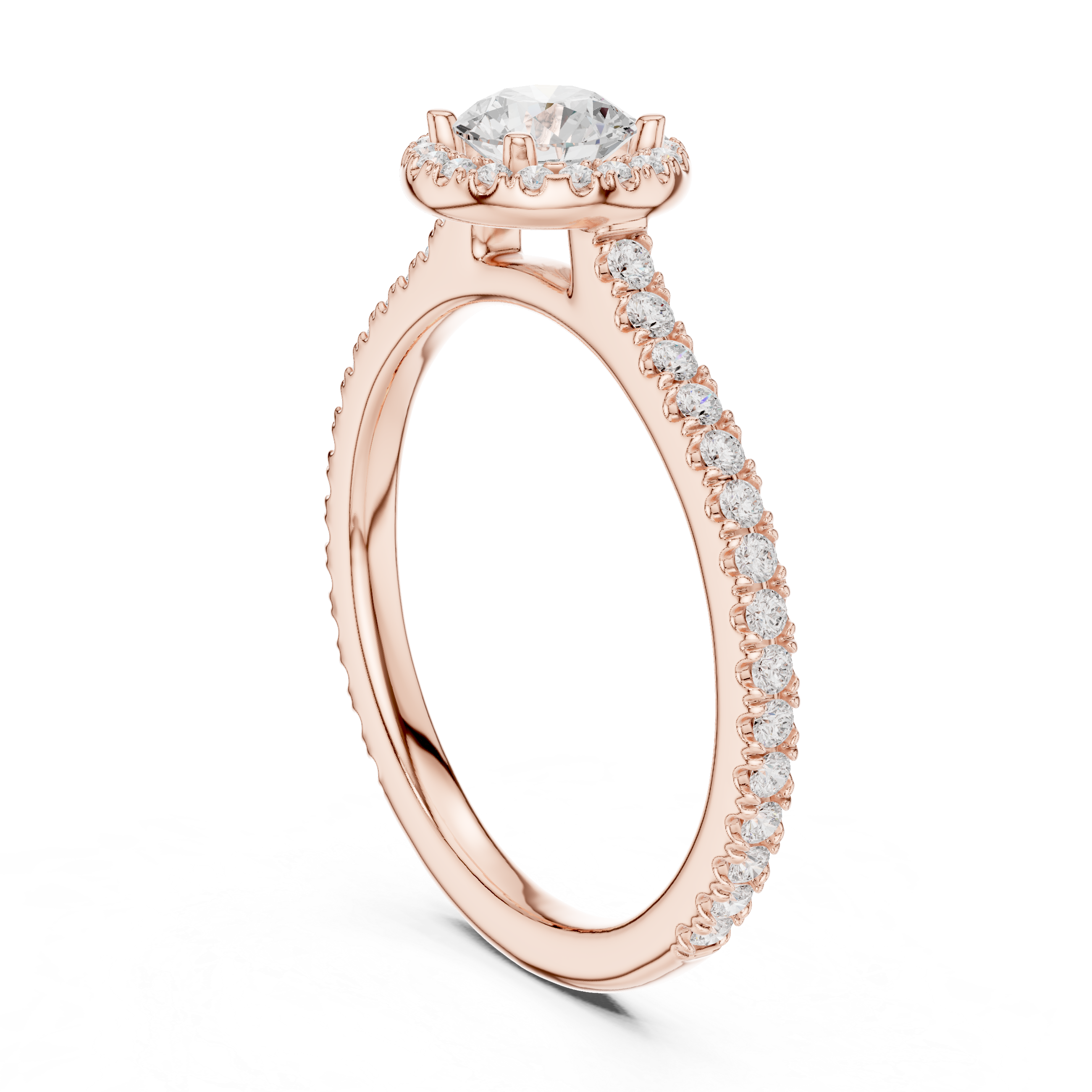 Oval Halo Diamond Engagement Ring – Slim Pavé Bridal Ring with Elegant Solitaire Setting