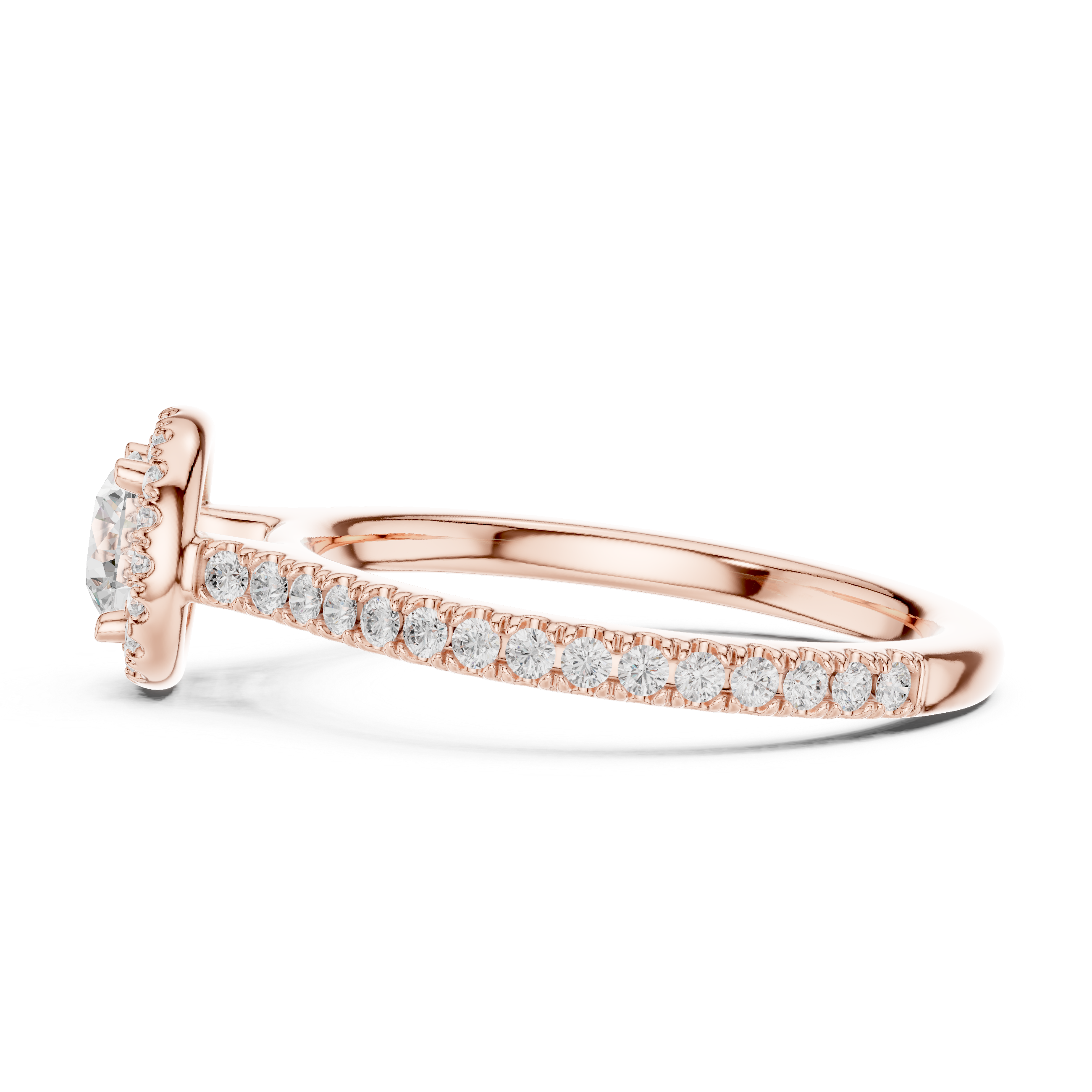 Oval Halo Diamond Engagement Ring – Slim Pavé Bridal Ring with Elegant Solitaire Setting