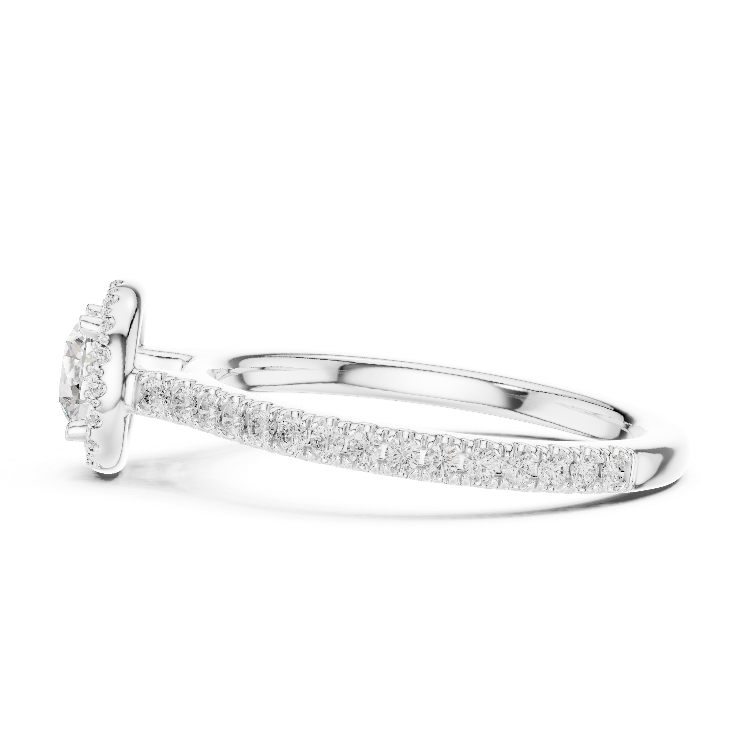 Oval Halo Diamond Engagement Ring – Slim Pavé Bridal Ring with Elegant Solitaire Setting