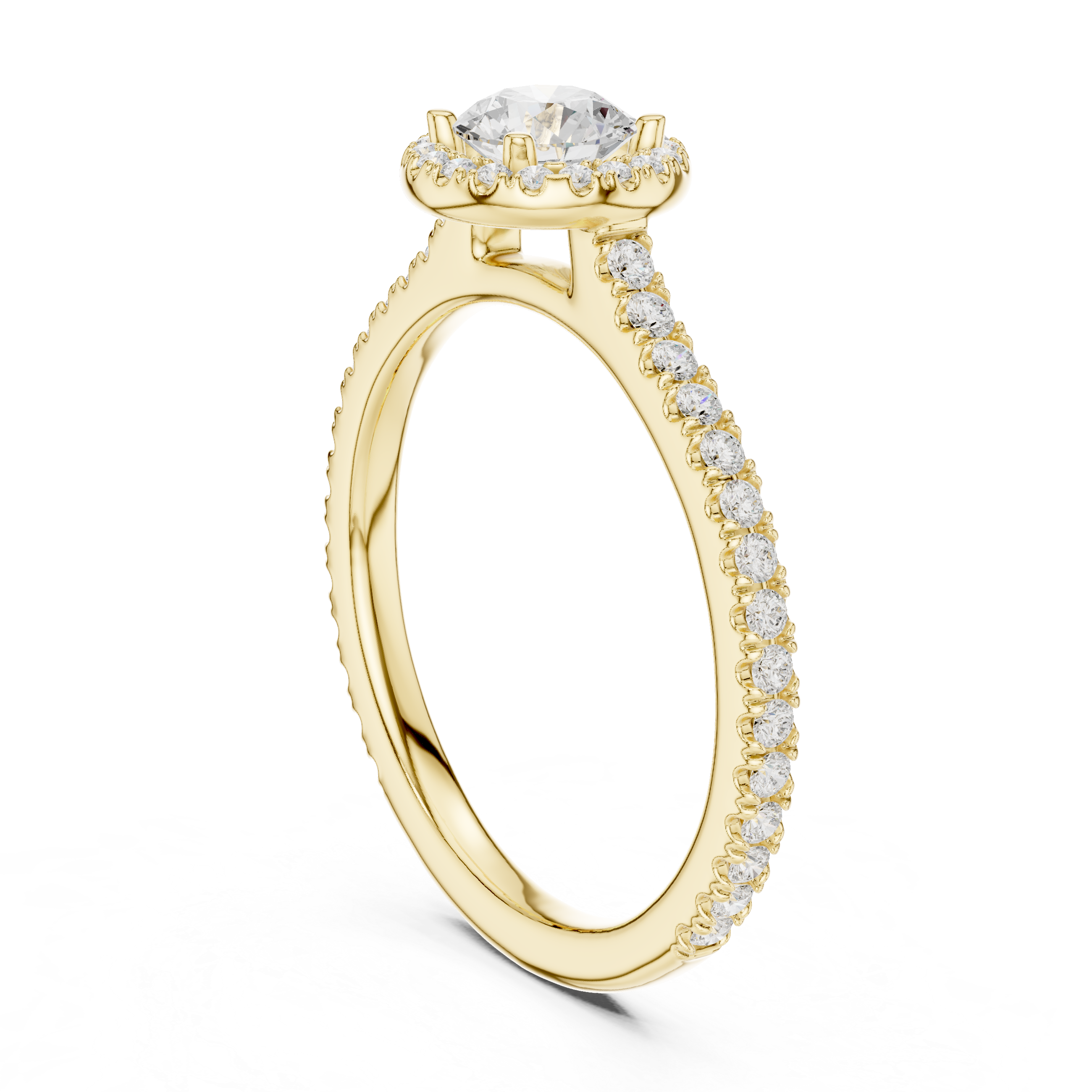 Oval Halo Diamond Engagement Ring – Slim Pavé Bridal Ring with Elegant Solitaire Setting