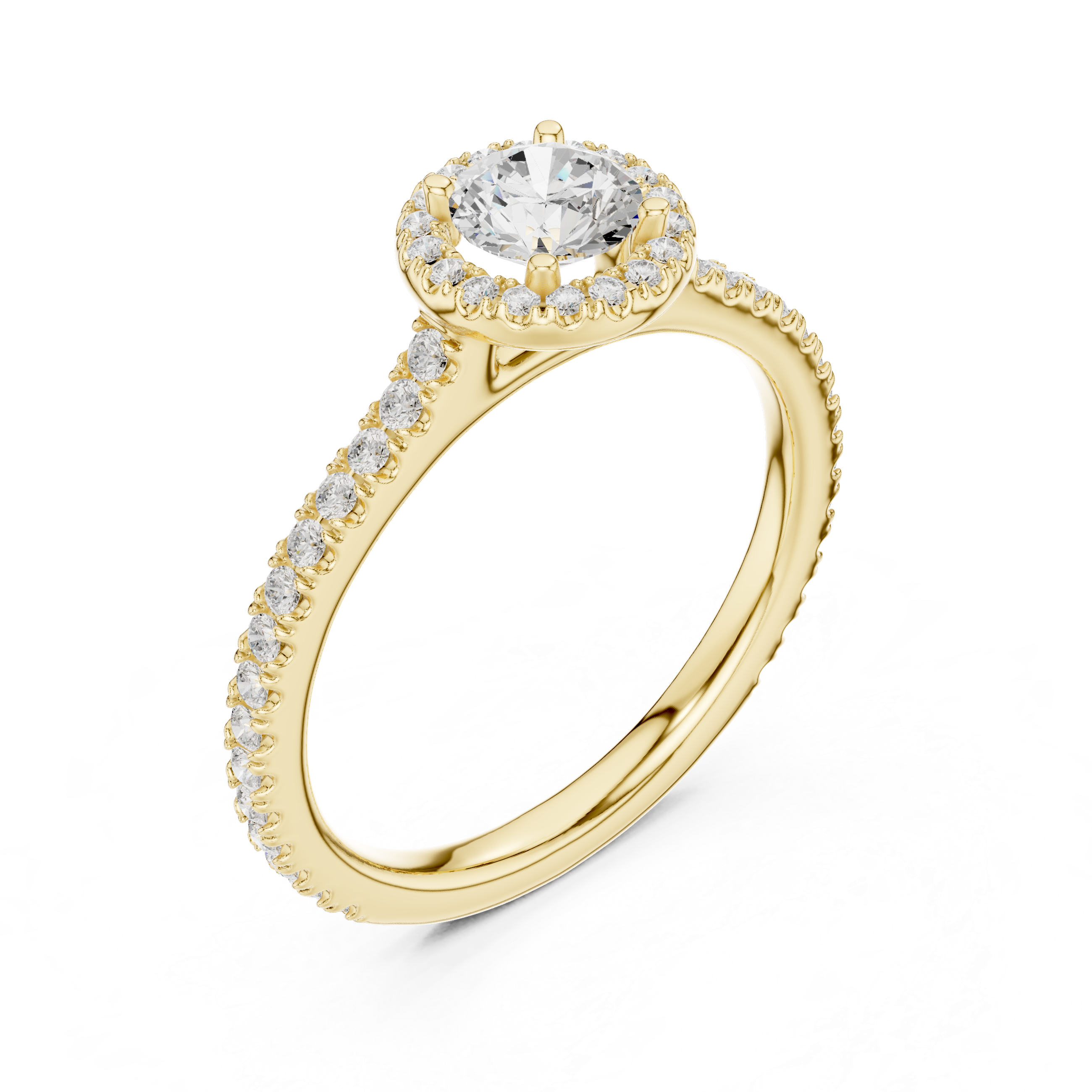 Oval Halo Diamond Engagement Ring – Slim Pavé Bridal Ring with Elegant Solitaire Setting