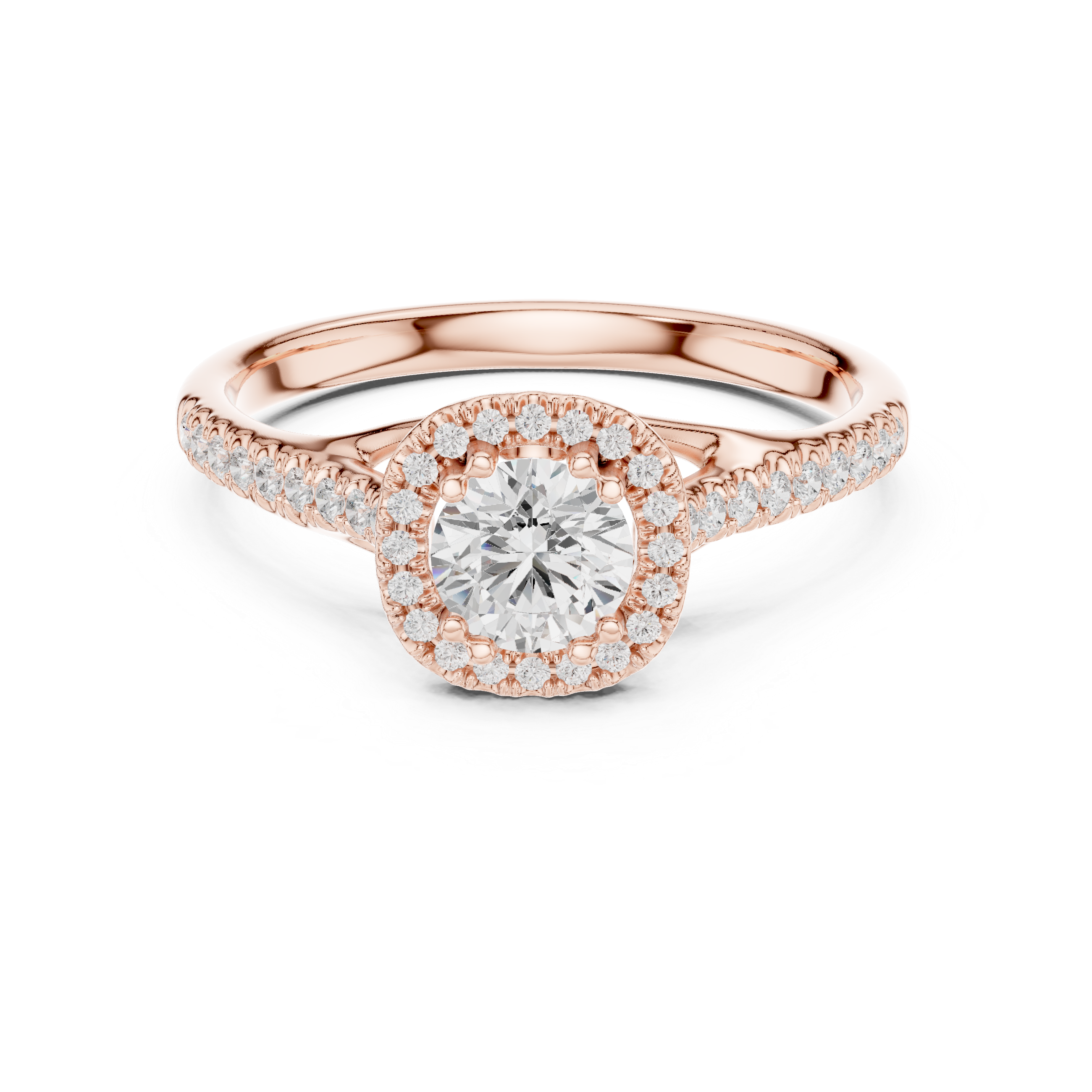 Oval Halo Diamond Engagement Ring – Split Cathedral Pavé Bridal Ring