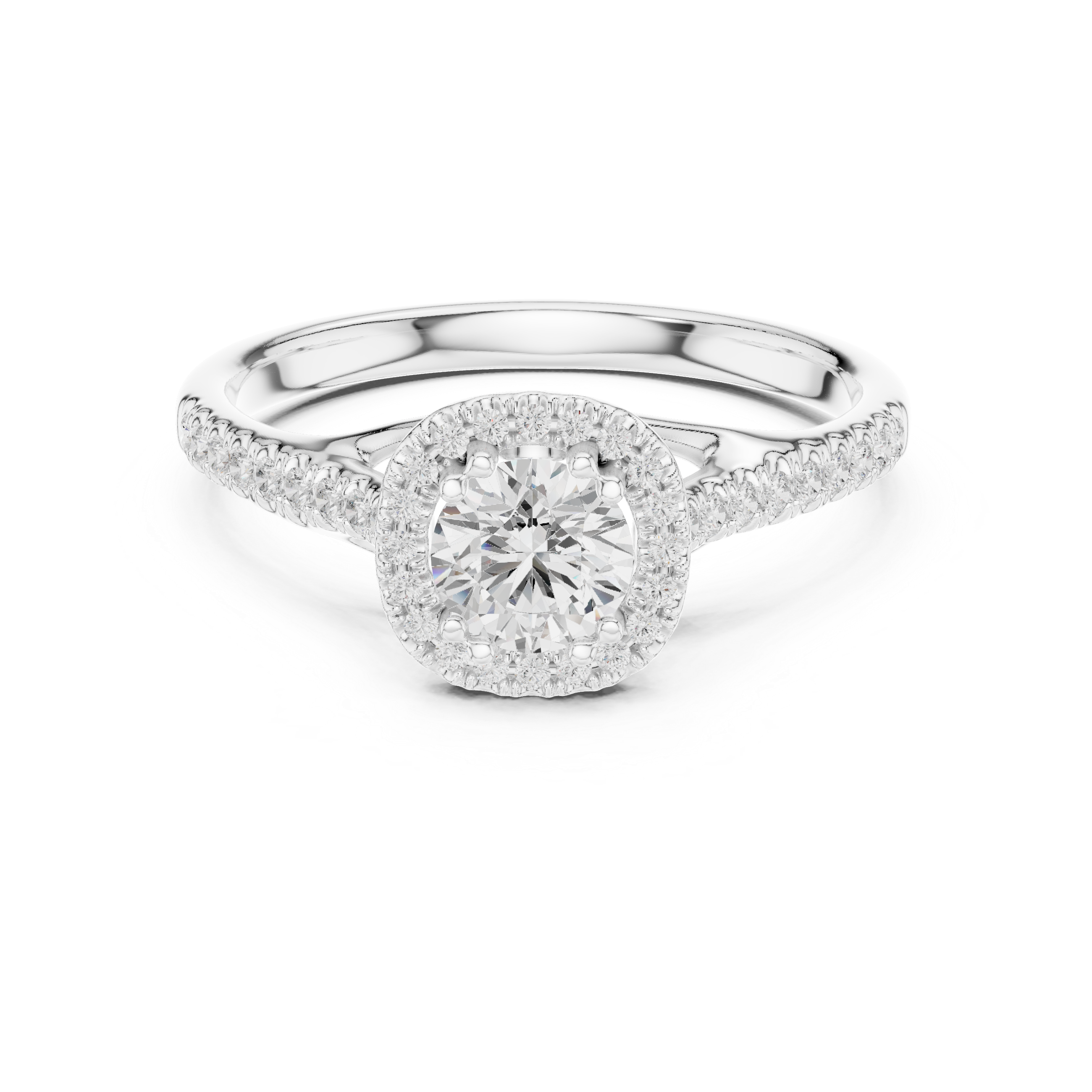 Oval Halo Diamond Engagement Ring – Split Cathedral Pavé Bridal Ring