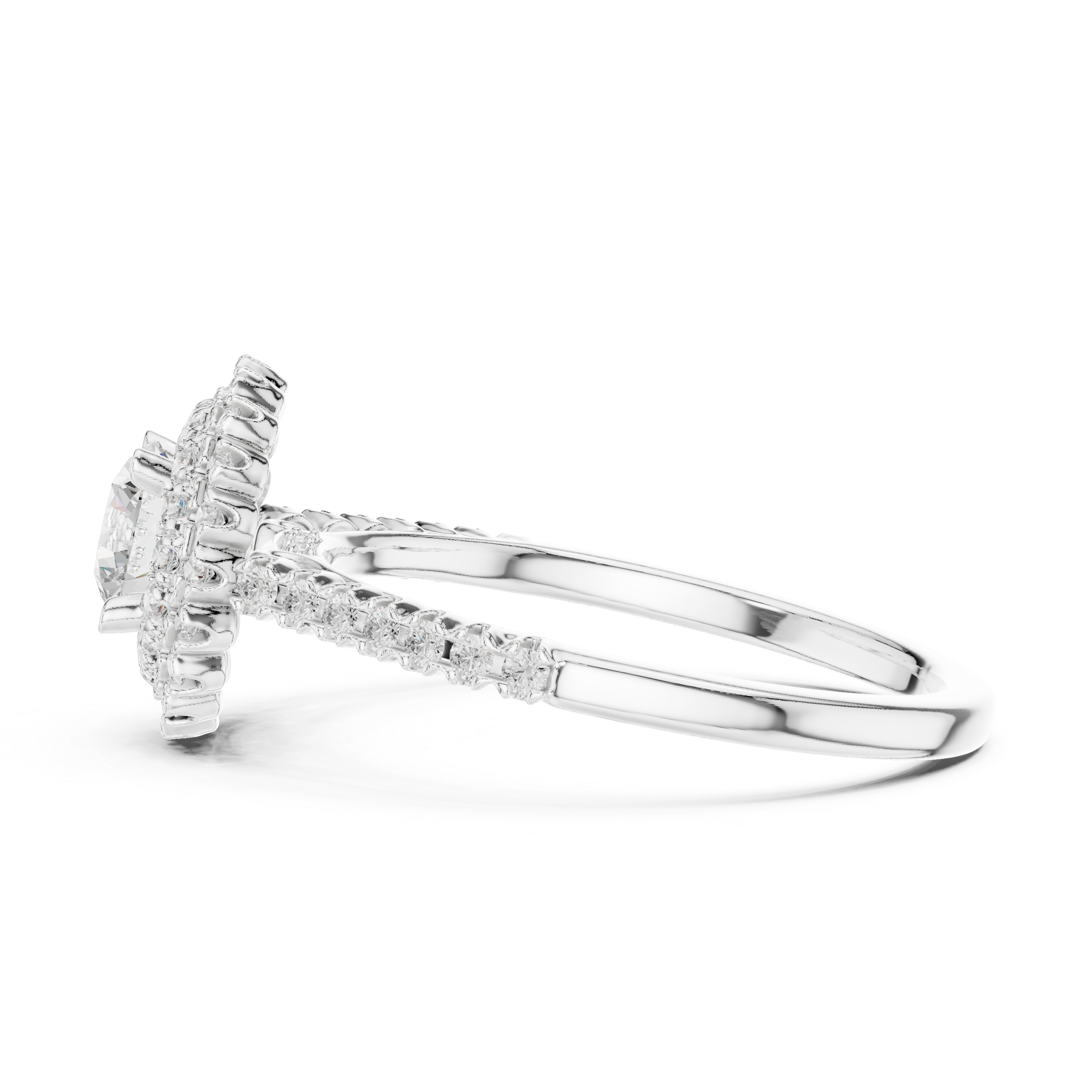 Vintage Double Halo Diamond Engagement Ring – Round Cut Pavé Bridal Ring with Milgrain Details