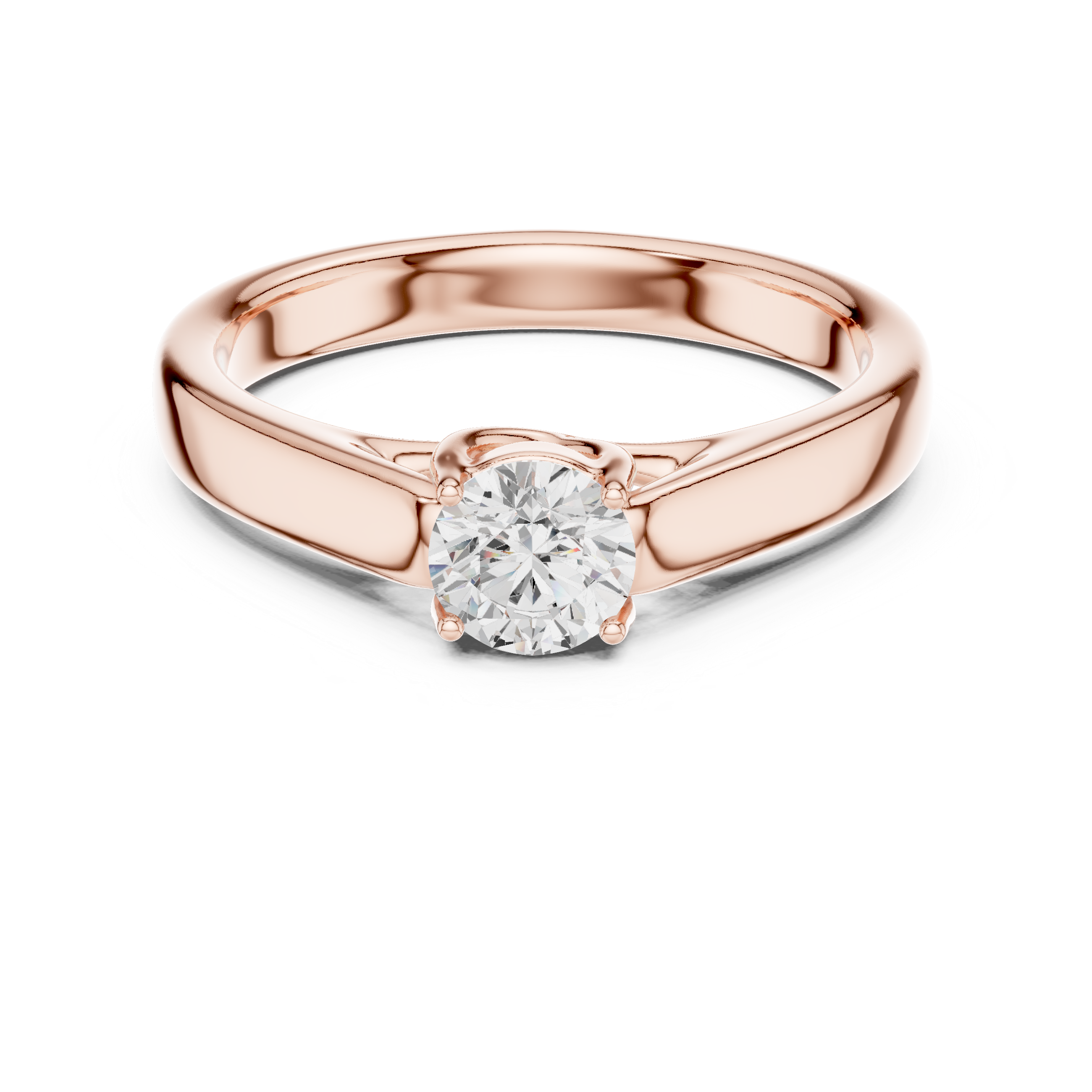 Classic Solitaire Engagement Ring – Minimalist Round Diamond Ring with Cathedral Setting