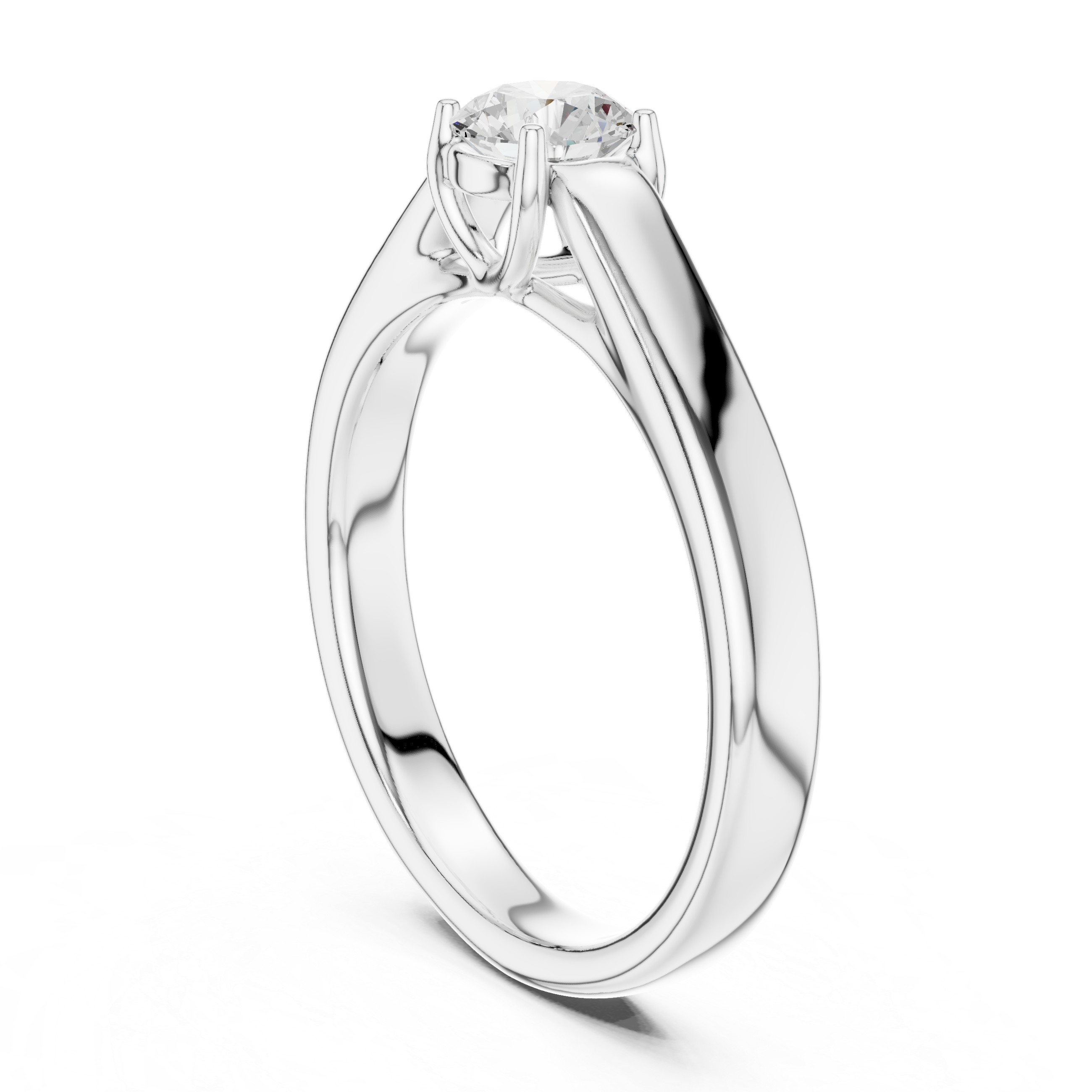 Classic Solitaire Engagement Ring – Minimalist Round Diamond Ring with Cathedral Setting
