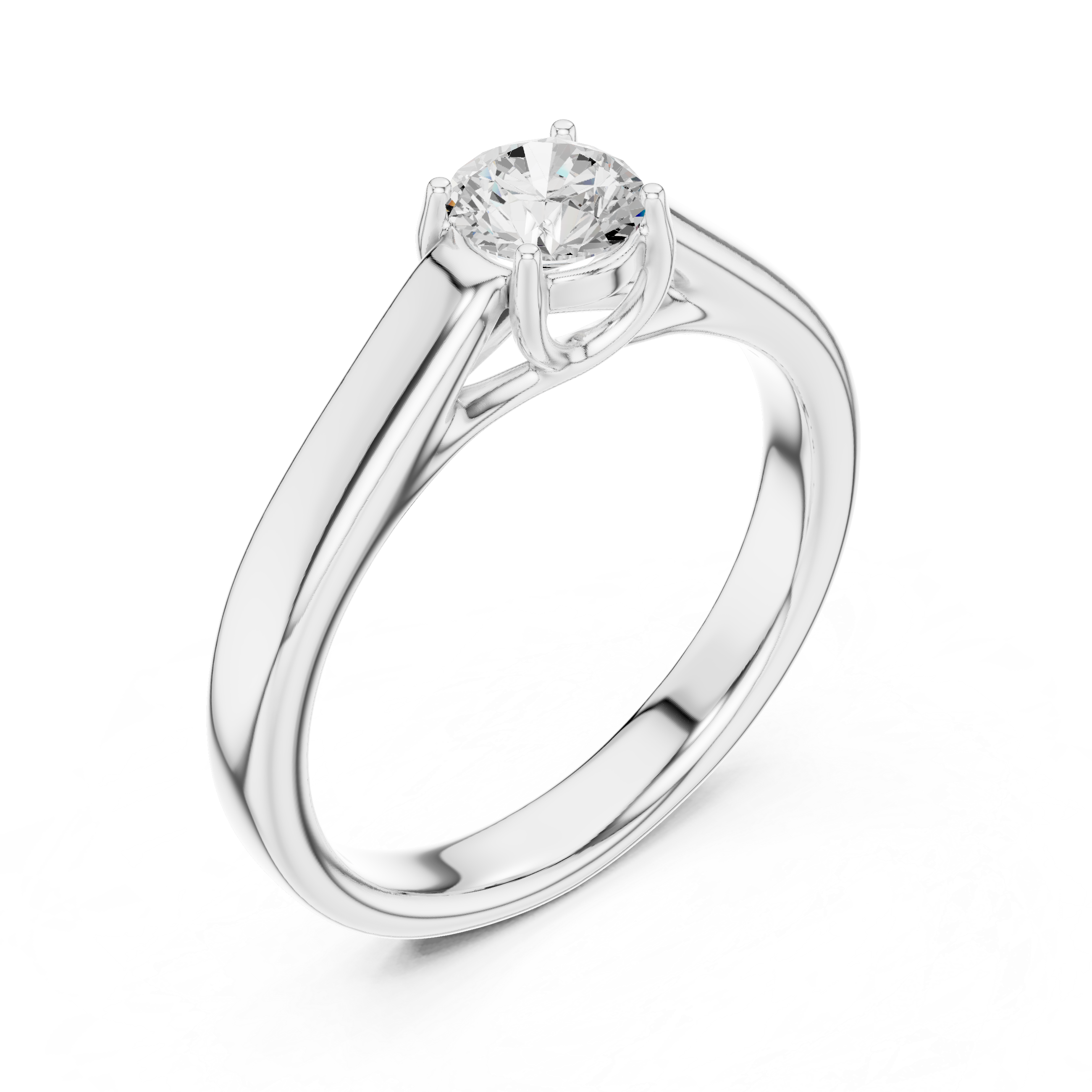 Classic Solitaire Engagement Ring – Minimalist Round Diamond Ring with Cathedral Setting