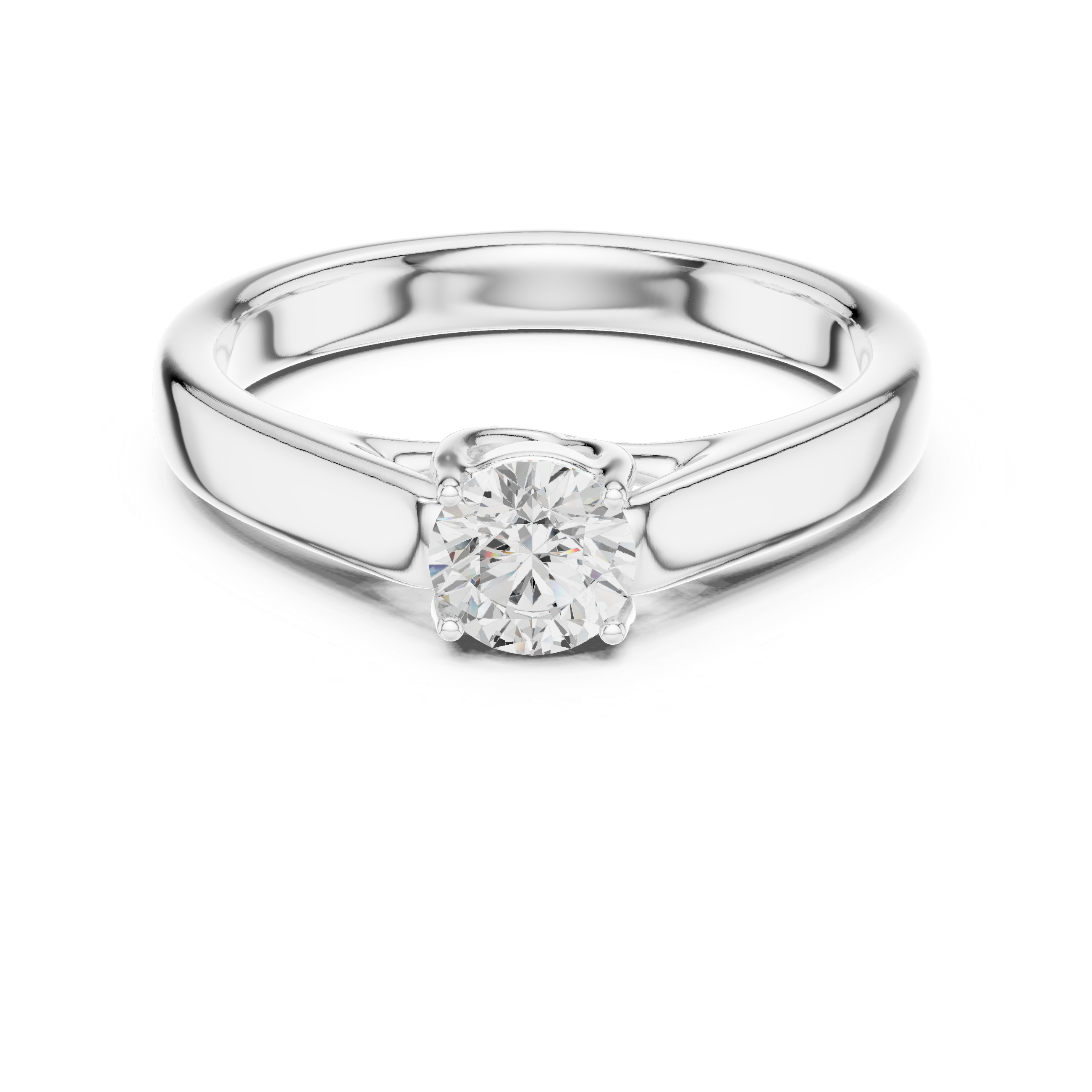 Classic Solitaire Engagement Ring – Minimalist Round Diamond Ring with Cathedral Setting