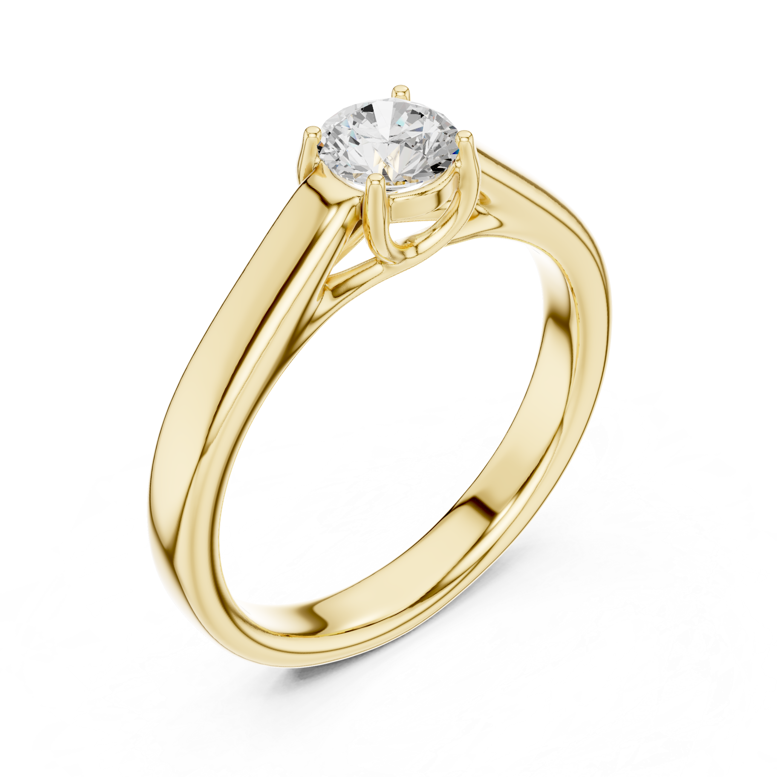 Classic Solitaire Engagement Ring – Minimalist Round Diamond Ring with Cathedral Setting