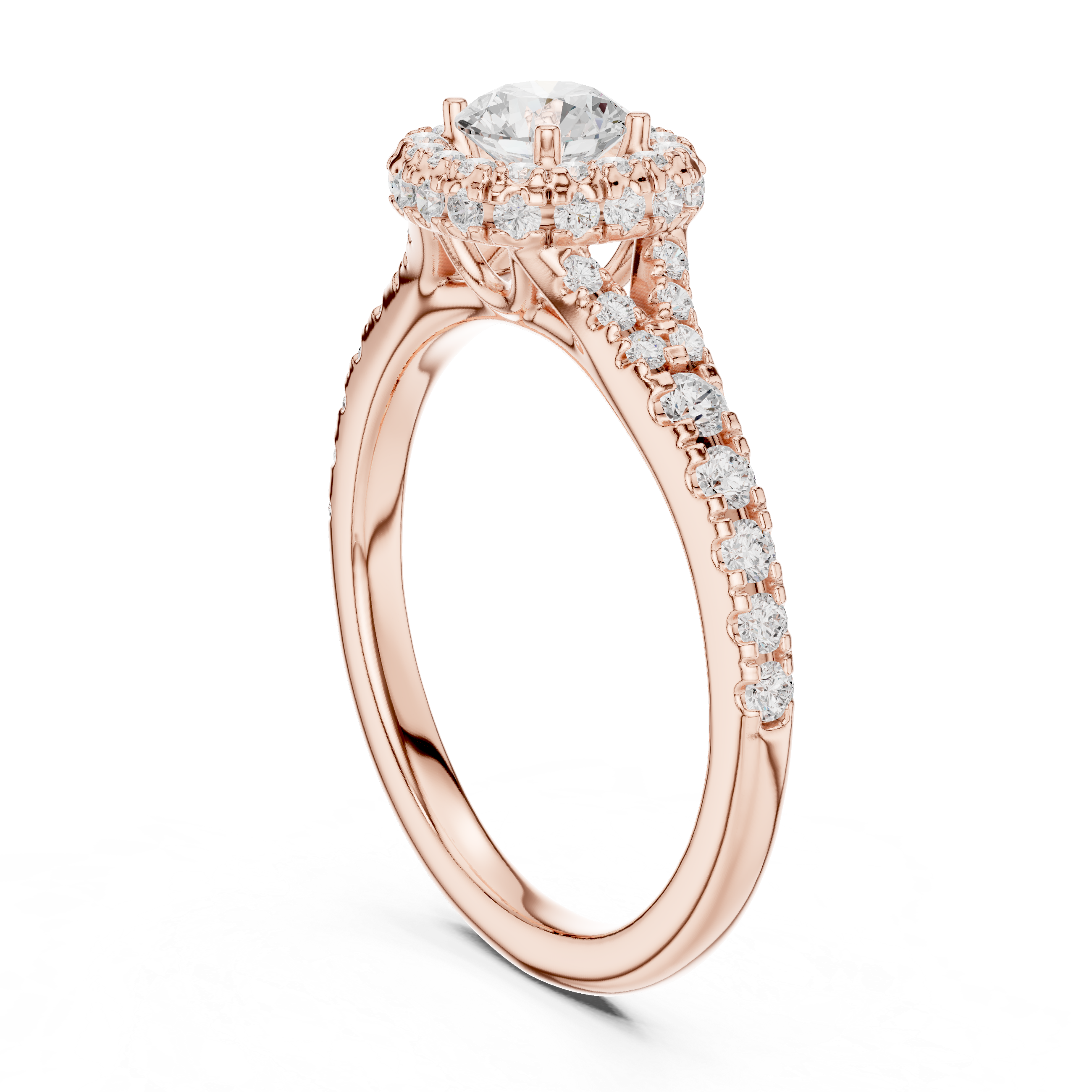 Round Halo Diamond Engagement Ring – Pavé Cushion-Inspired Bridal Ring