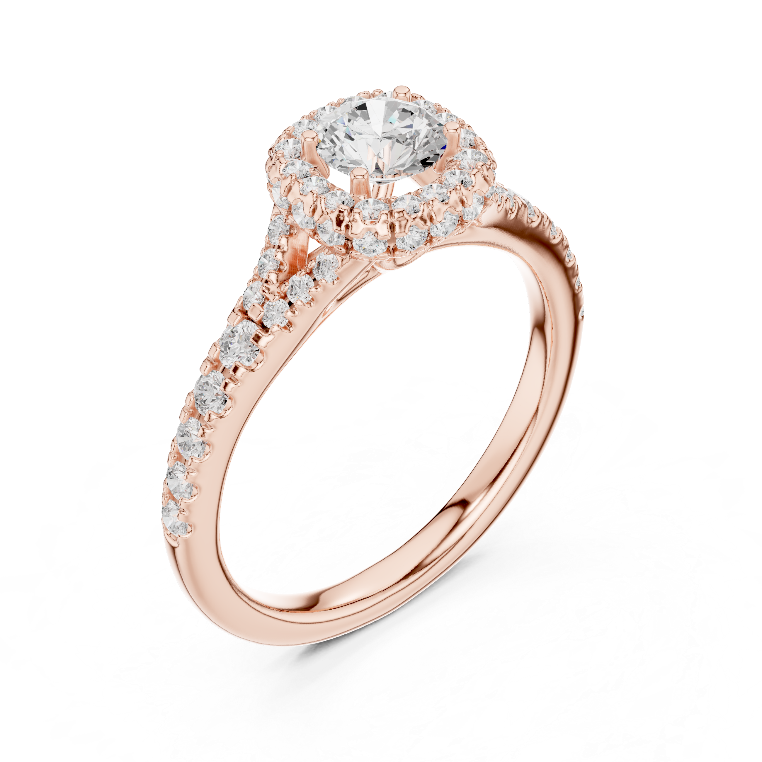 Round Halo Diamond Engagement Ring – Pavé Cushion-Inspired Bridal Ring