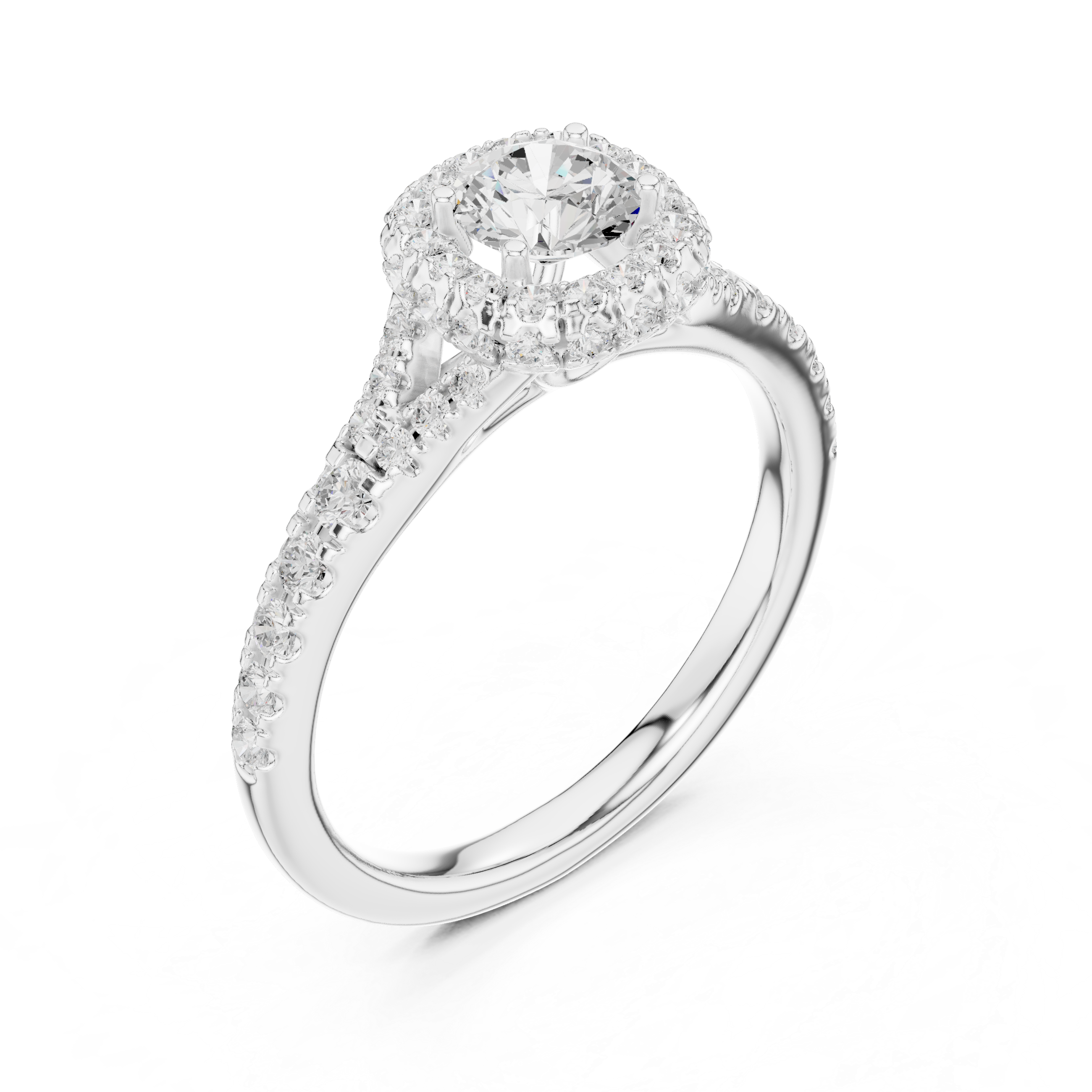 Round Halo Diamond Engagement Ring – Pavé Cushion-Inspired Bridal Ring