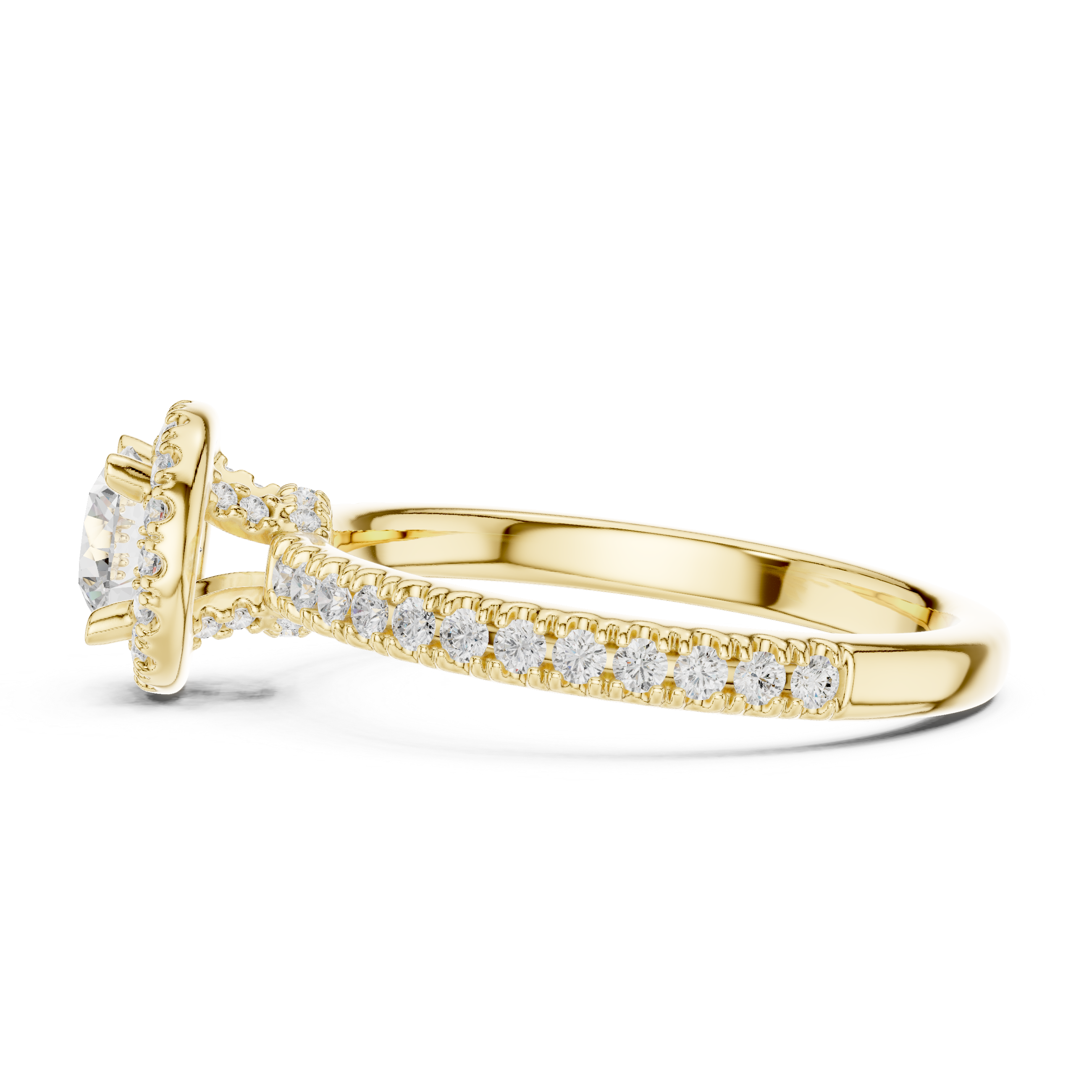 Classic Round Halo Diamond Engagement Ring – Slim Pavé Bridal Ring with Hidden Gallery