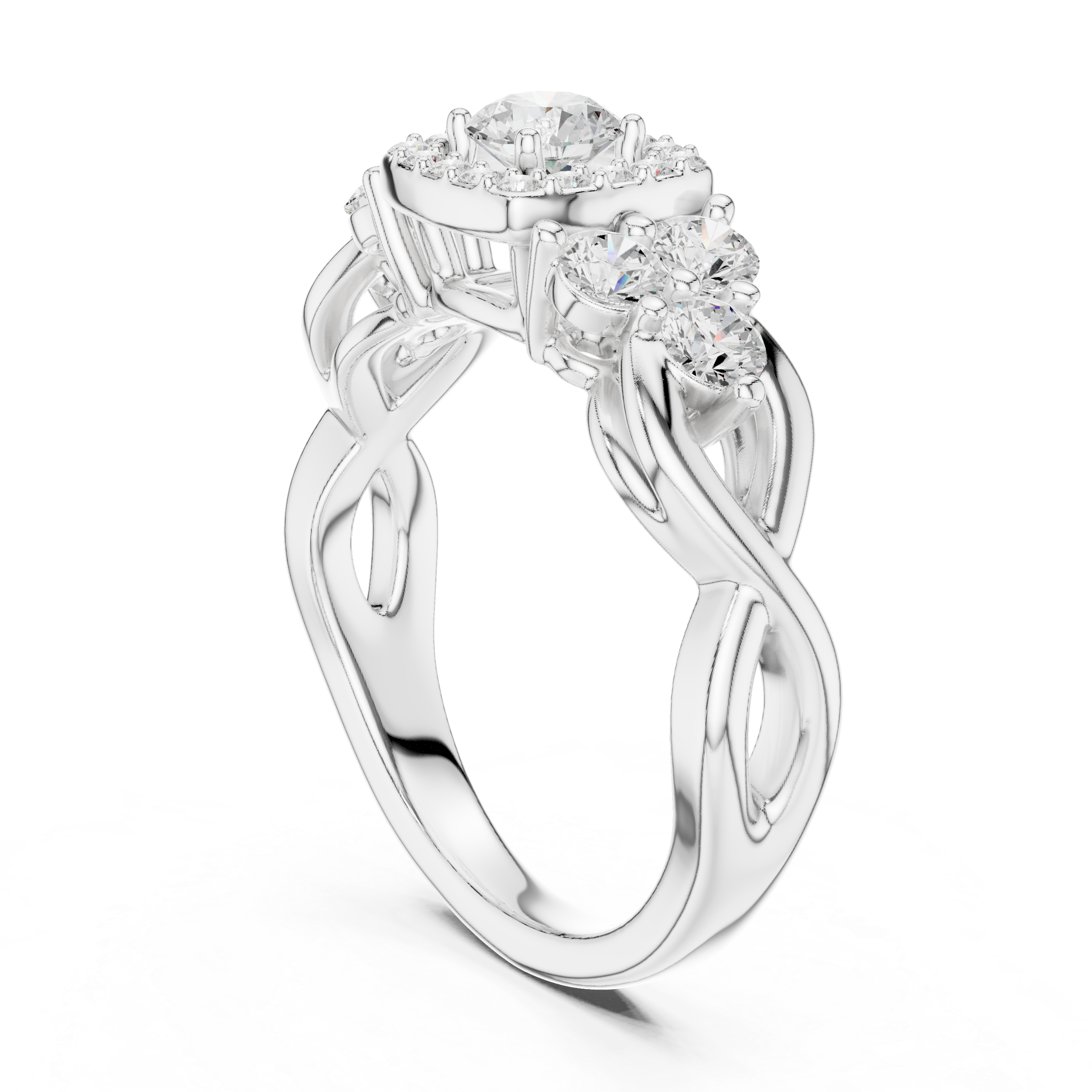 Vintage Cluster Halo Engagement Ring – Round Diamond Multi Stone Bridal Ring