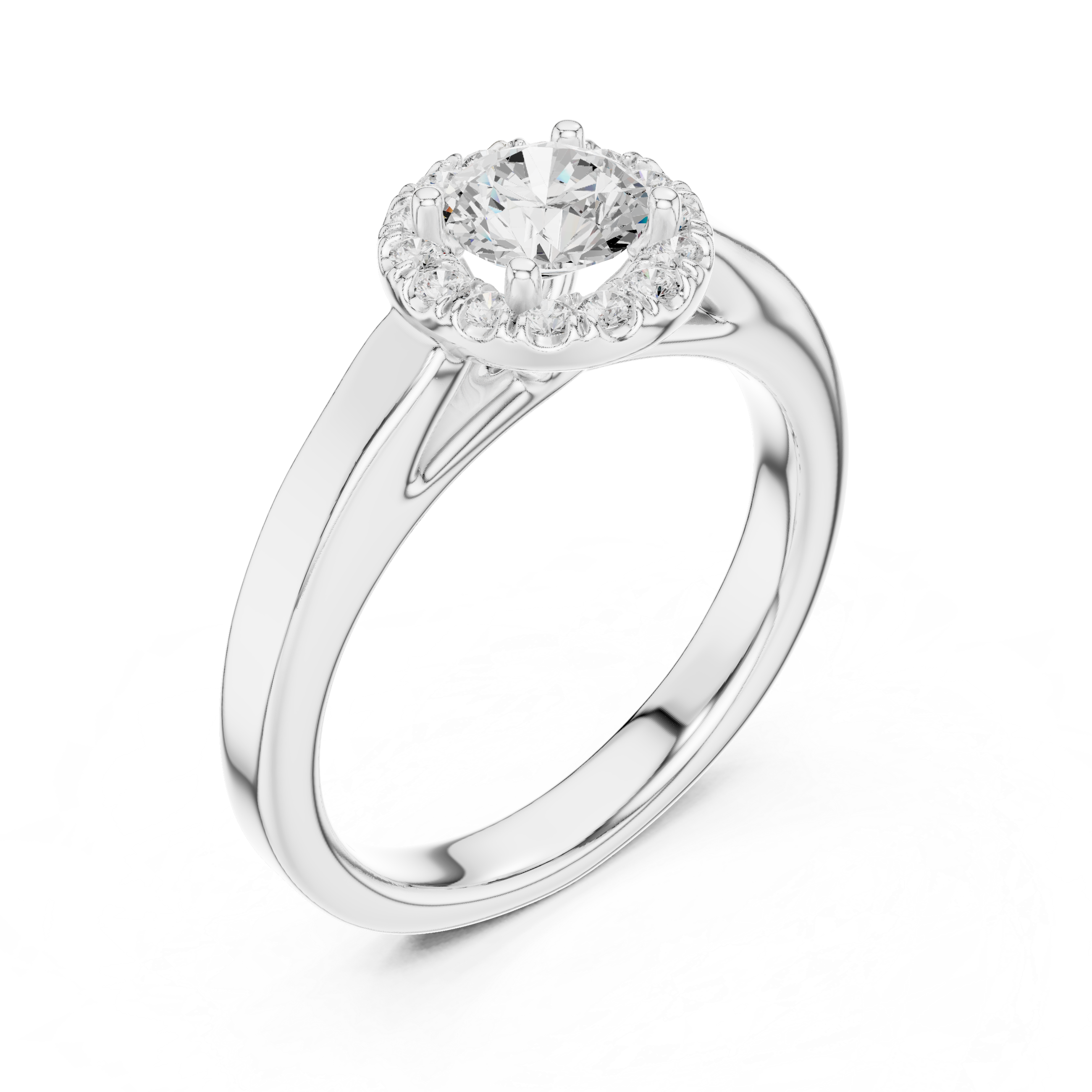 Classic Round Halo Engagement Ring – Minimal Diamond Bridal Ring