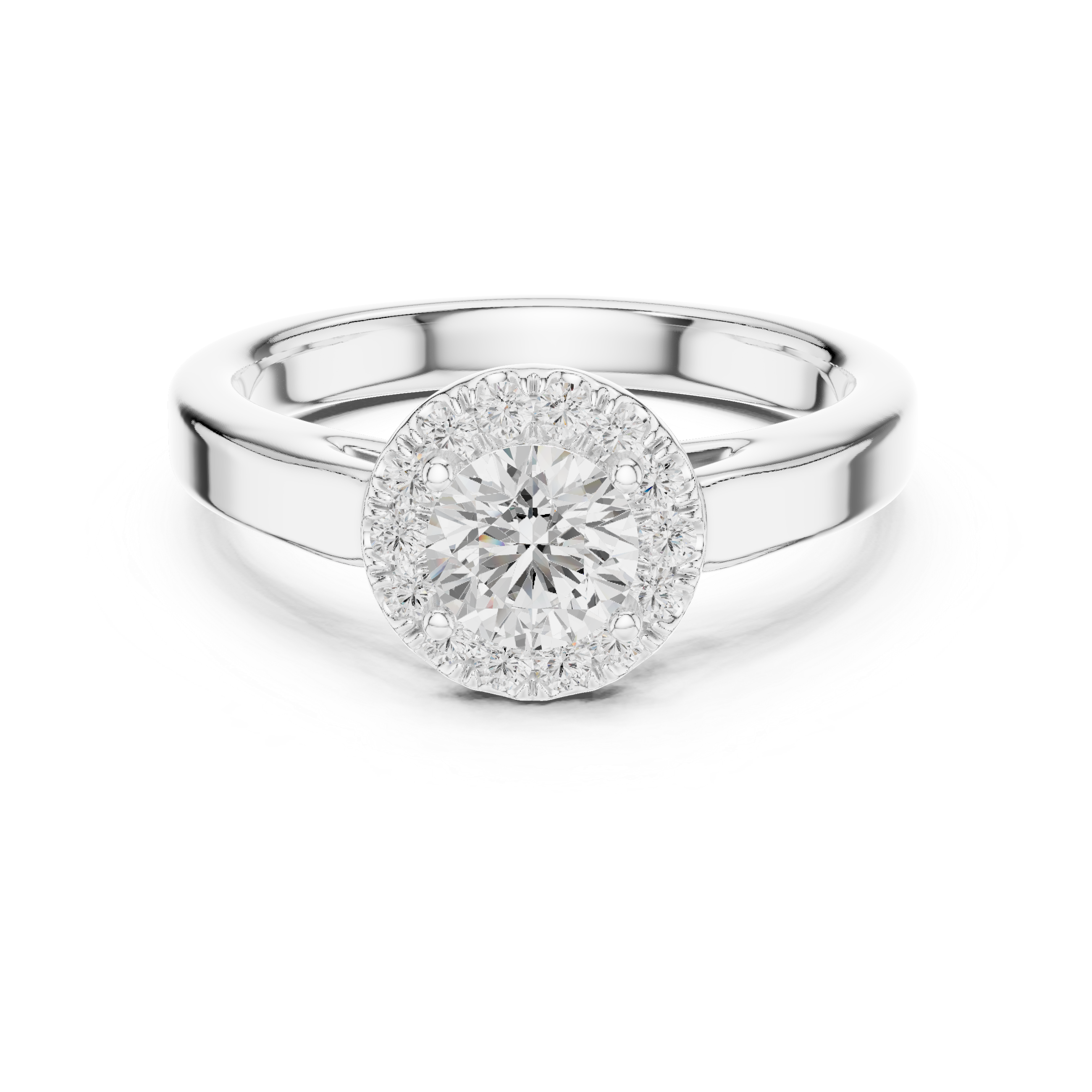 Classic Round Halo Engagement Ring – Minimal Diamond Bridal Ring