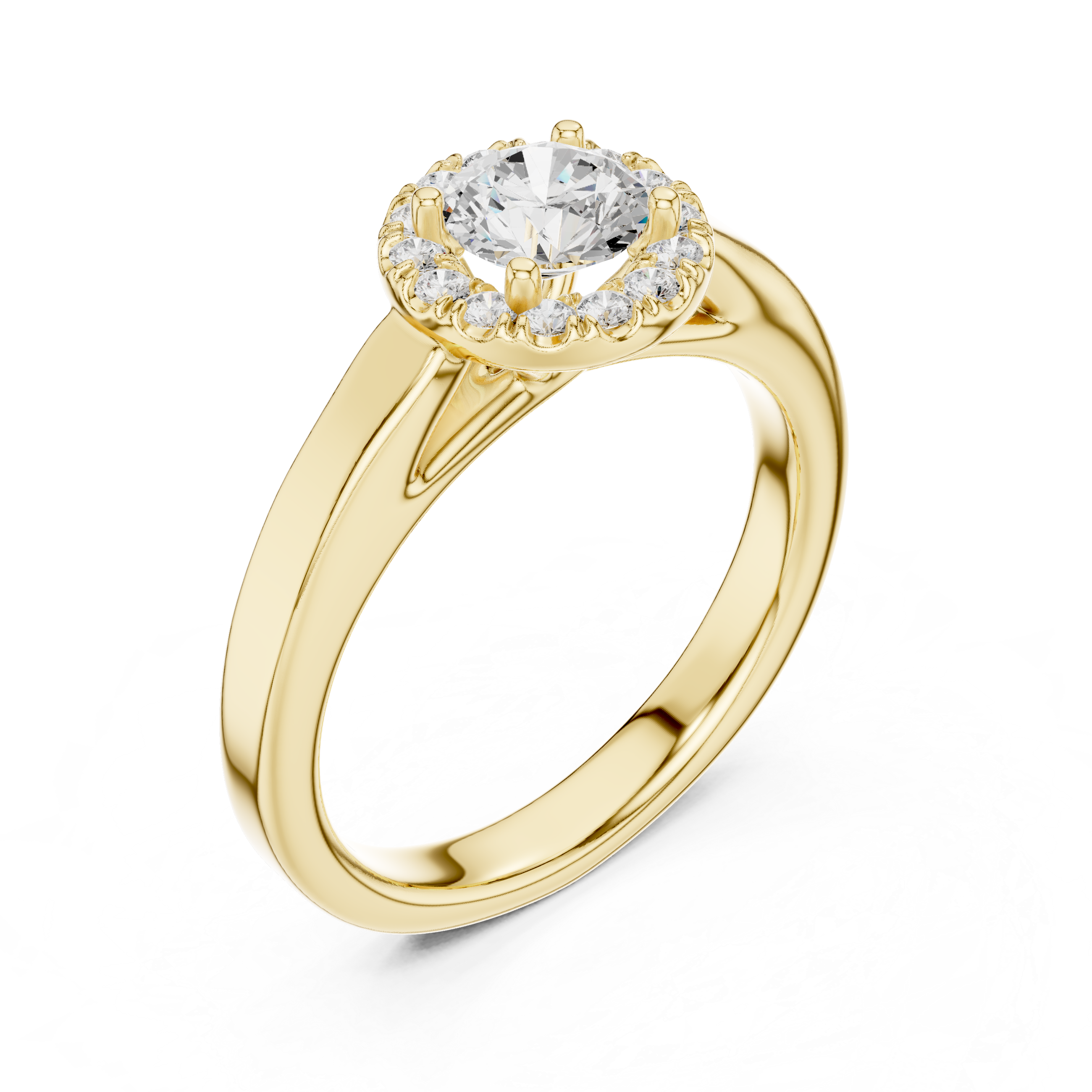 Classic Round Halo Engagement Ring – Minimal Diamond Bridal Ring