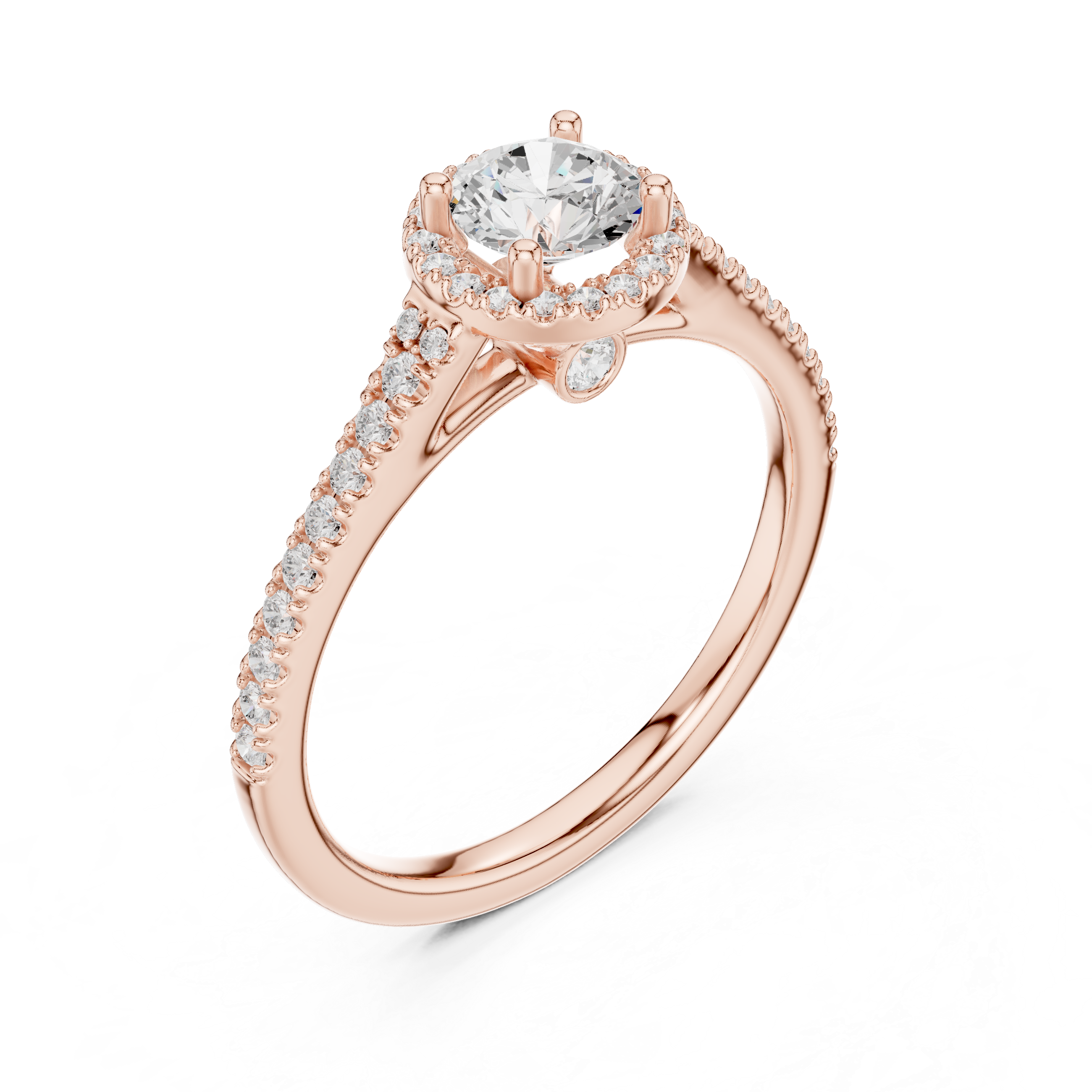 Minimal Round Halo Engagement Ring – Slim Pavé Diamond Bridal Ring