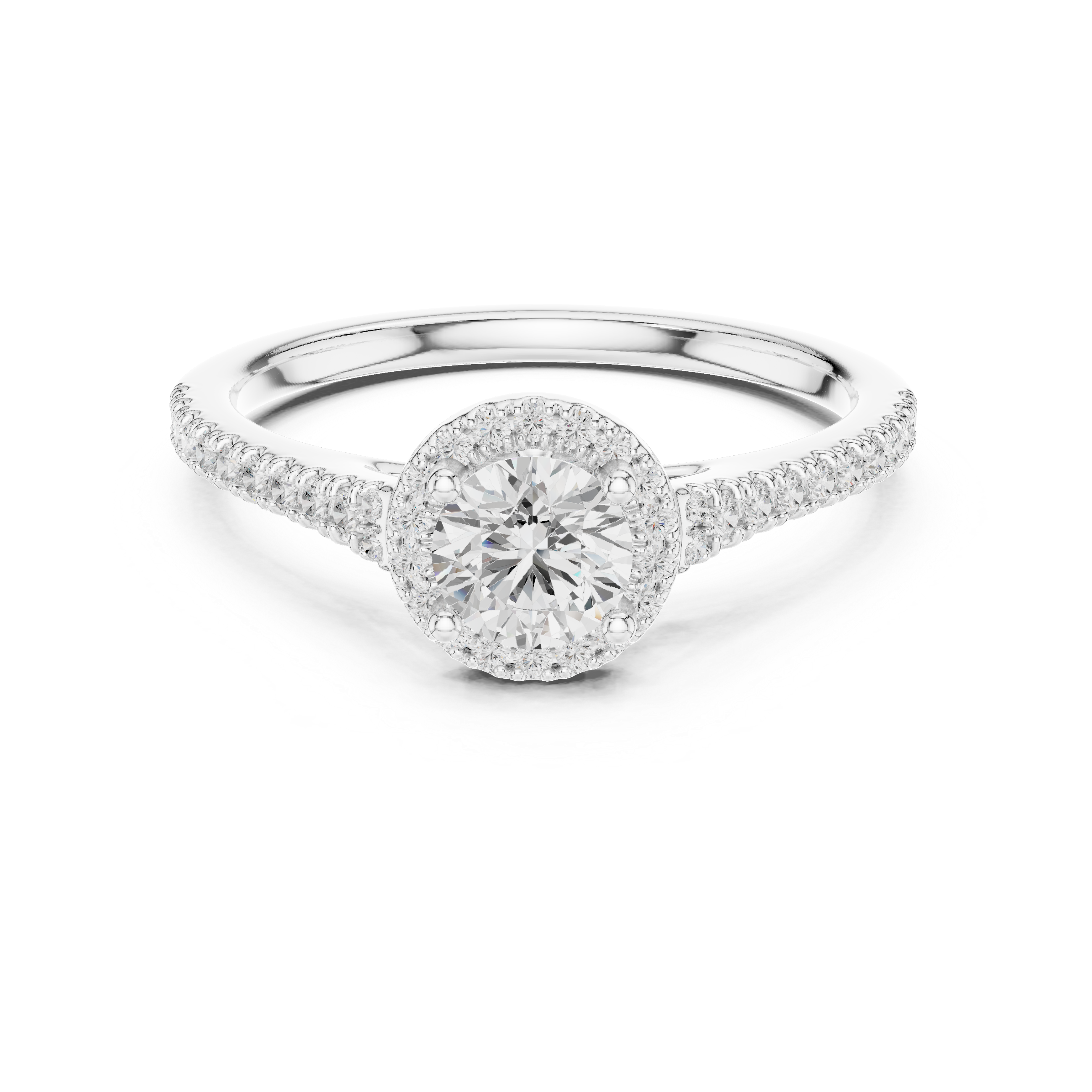 Minimal Round Halo Engagement Ring – Slim Pavé Diamond Bridal Ring