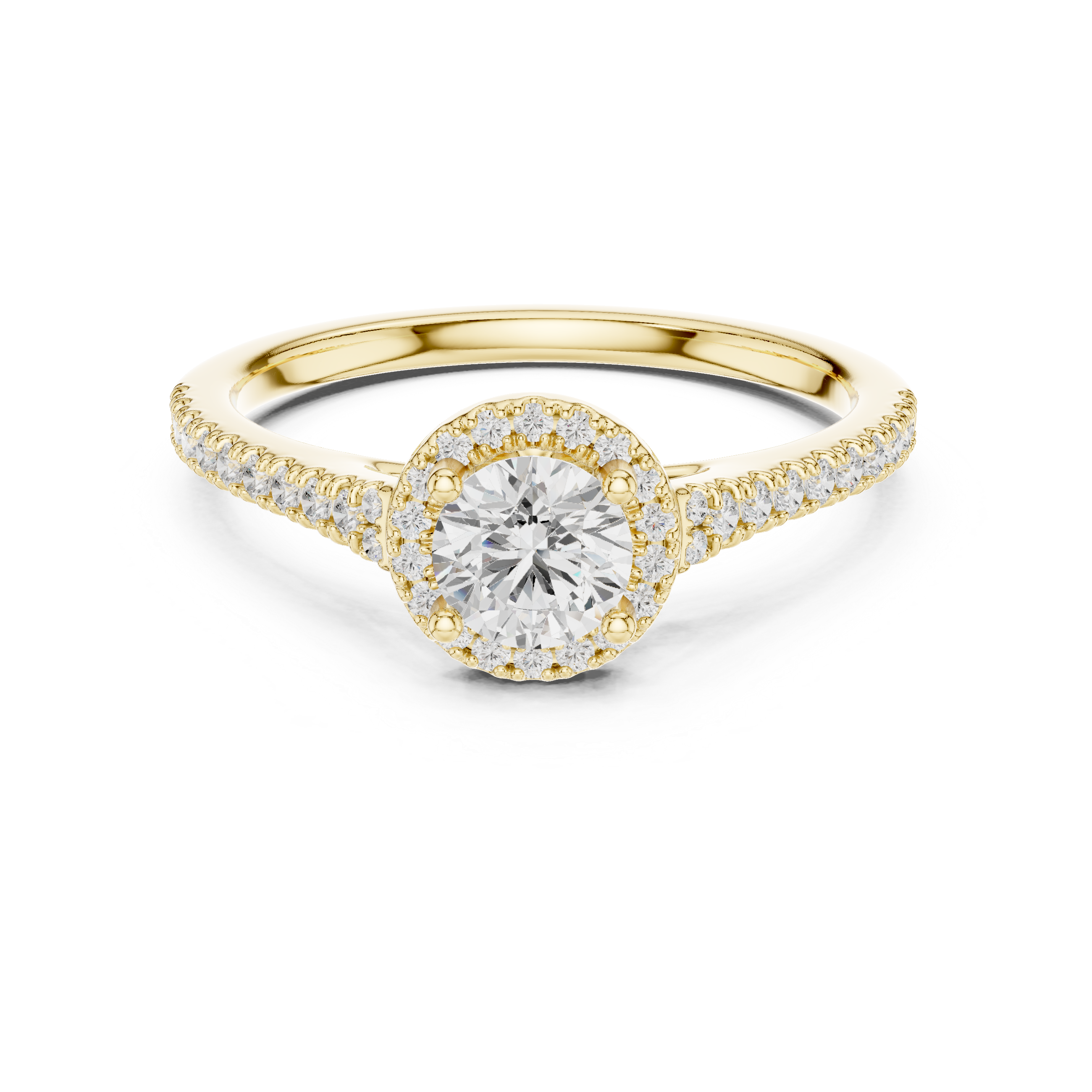 Minimal Round Halo Engagement Ring – Slim Pavé Diamond Bridal Ring