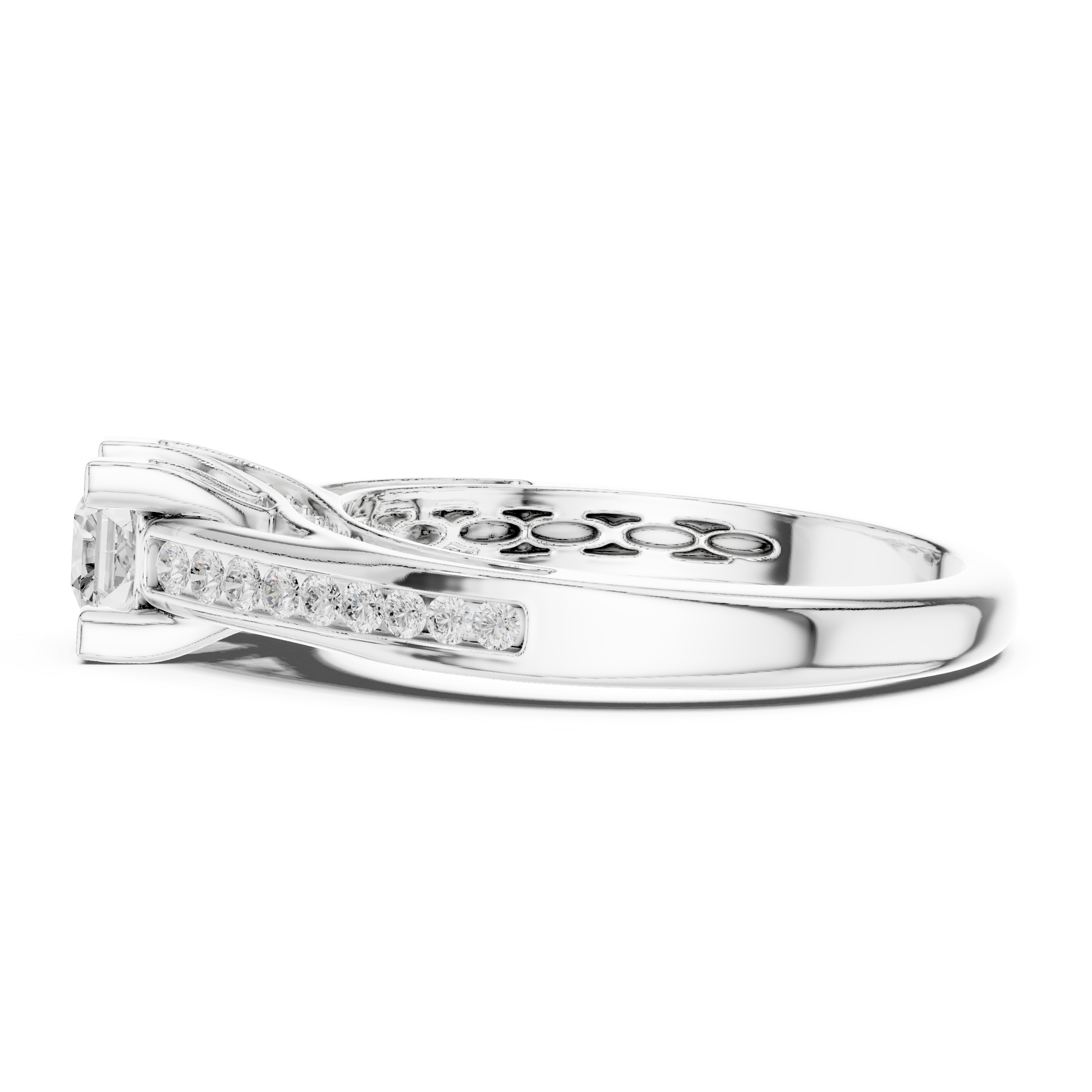 Princess Cut Diamond Engagement Ring – Cathedral Solitaire with Pavé Split Shoulders