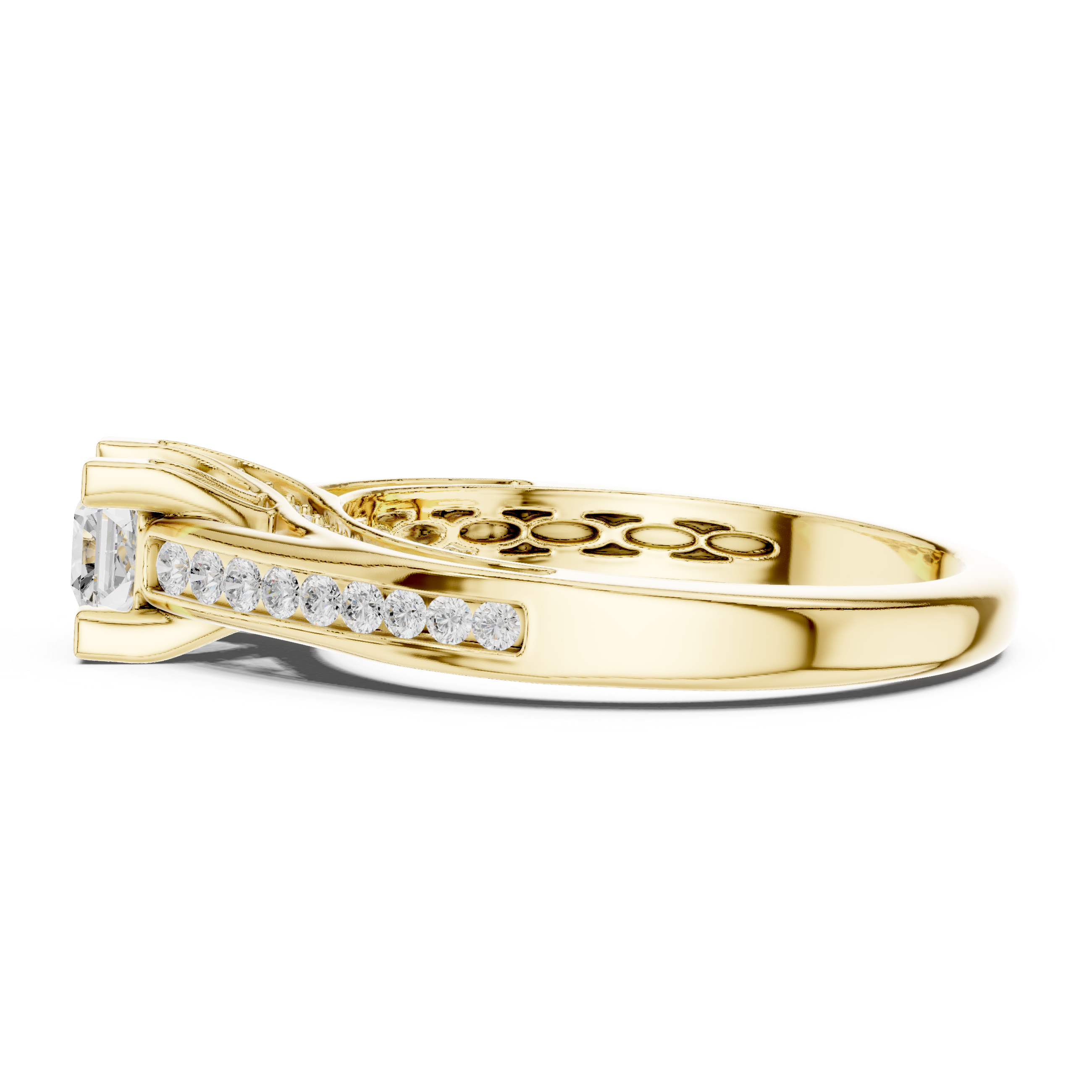 Princess Cut Diamond Engagement Ring – Split Shank Pavé Solitaire Ring