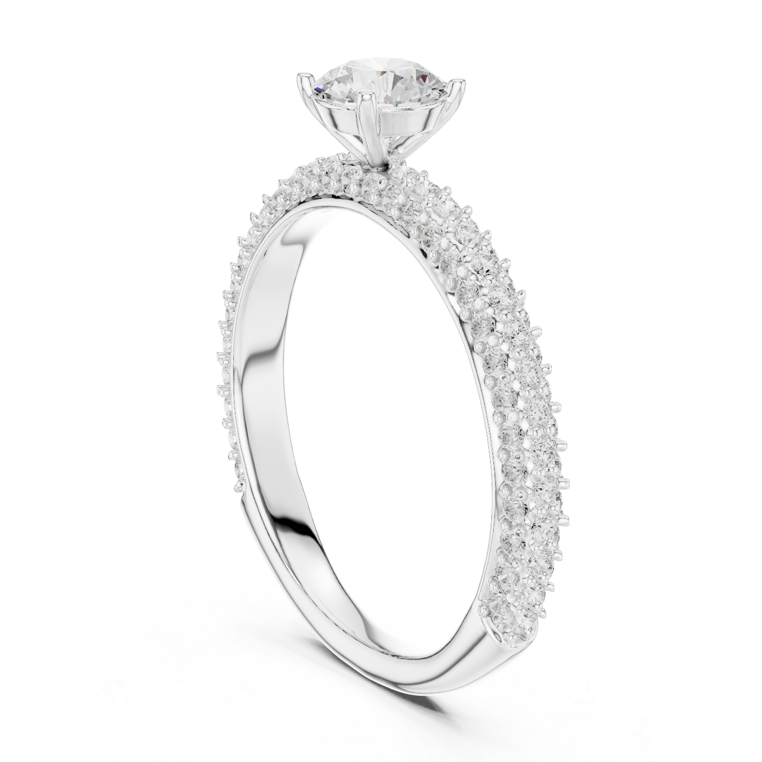 Micro Pavé Diamond Engagement Ring – Classic Thin Band Solitaire Ring