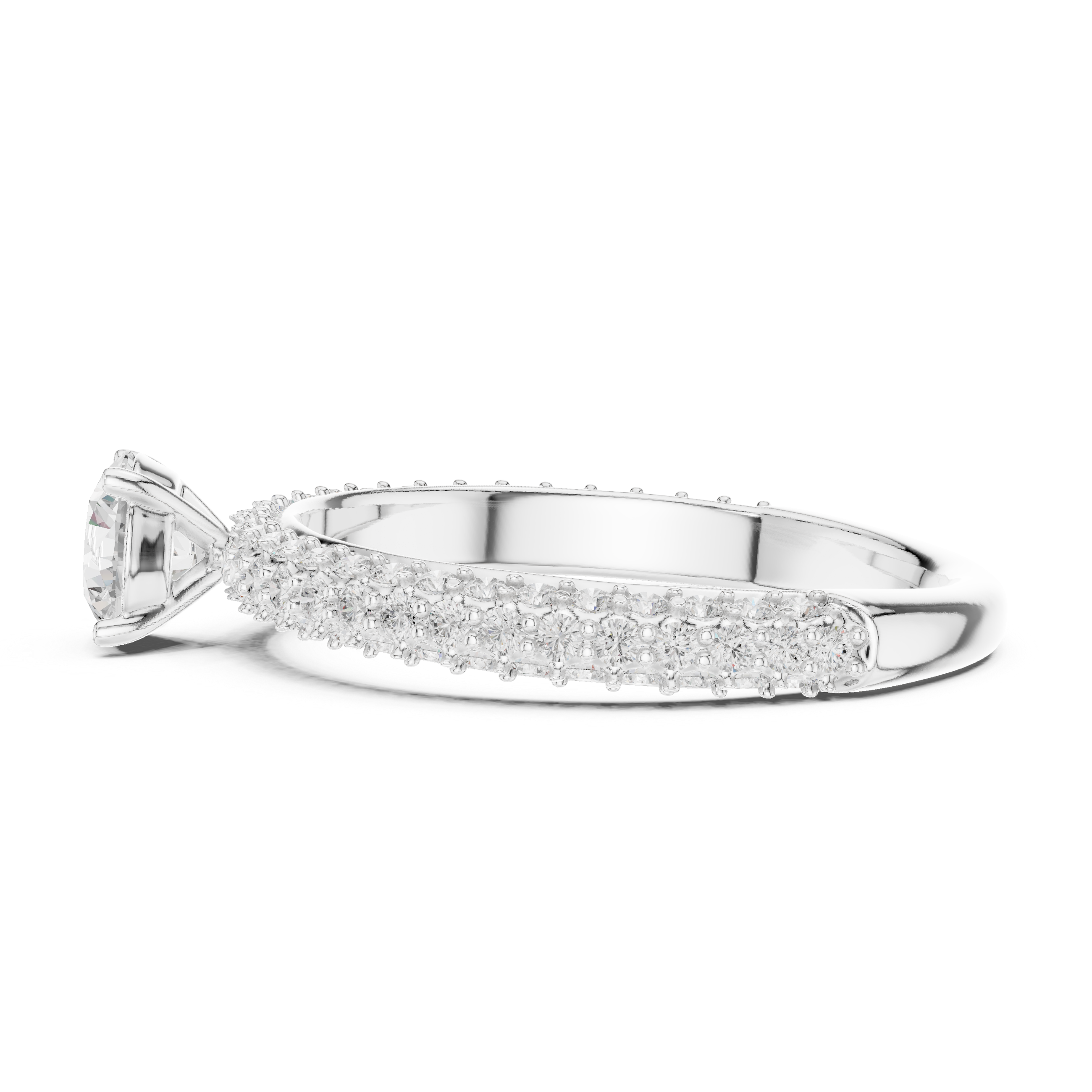 Micro Pavé Diamond Engagement Ring – Classic Thin Band Solitaire Ring