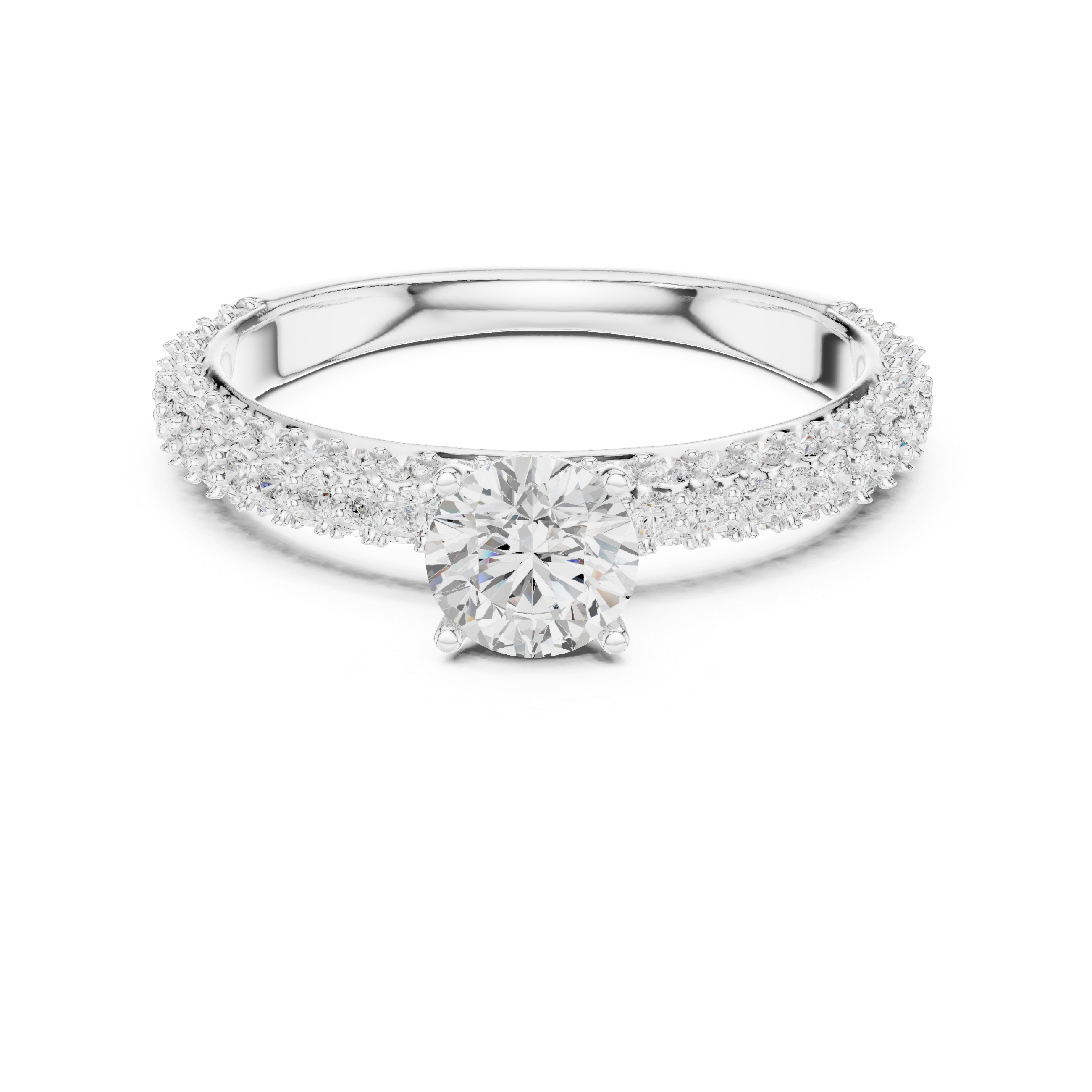 Micro Pavé Diamond Engagement Ring – Classic Thin Band Solitaire Ring