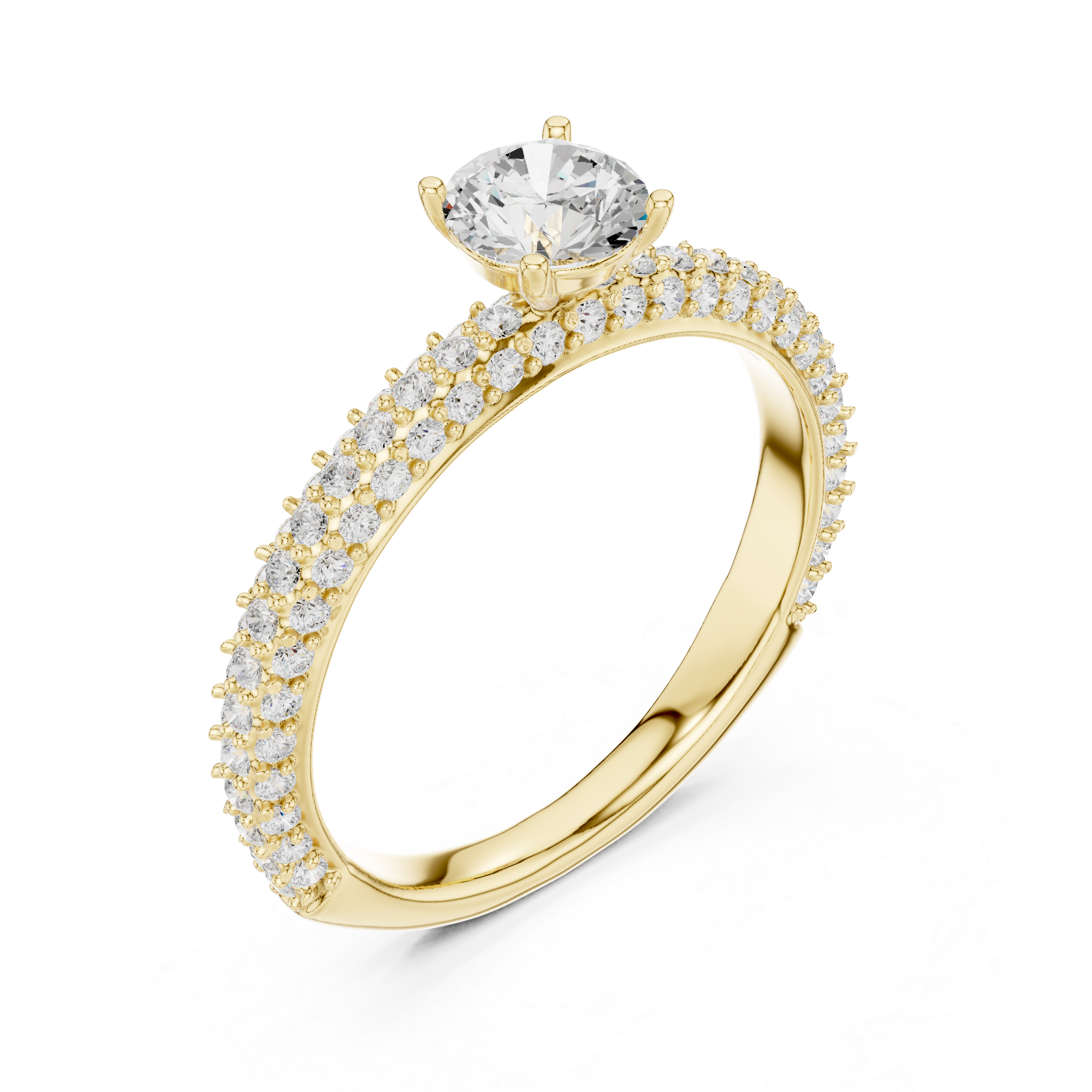 Micro Pavé Diamond Engagement Ring – Classic Thin Band Solitaire Ring