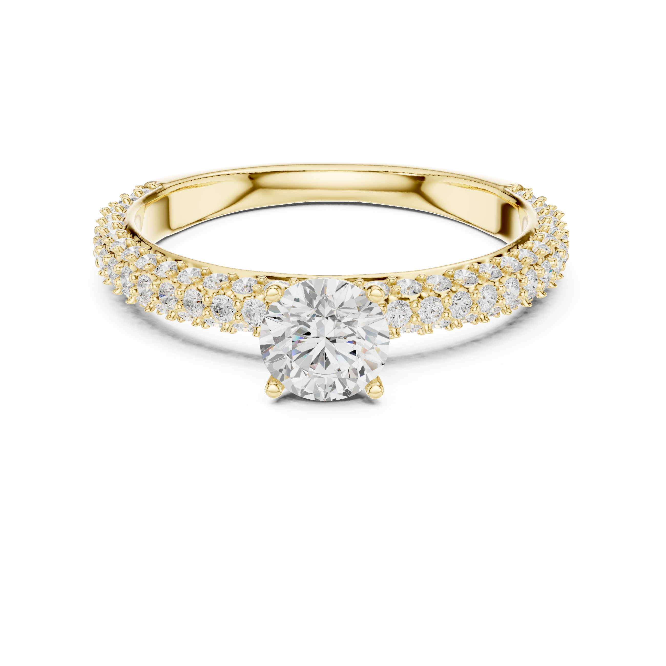 Micro Pavé Diamond Engagement Ring – Classic Thin Band Solitaire Ring