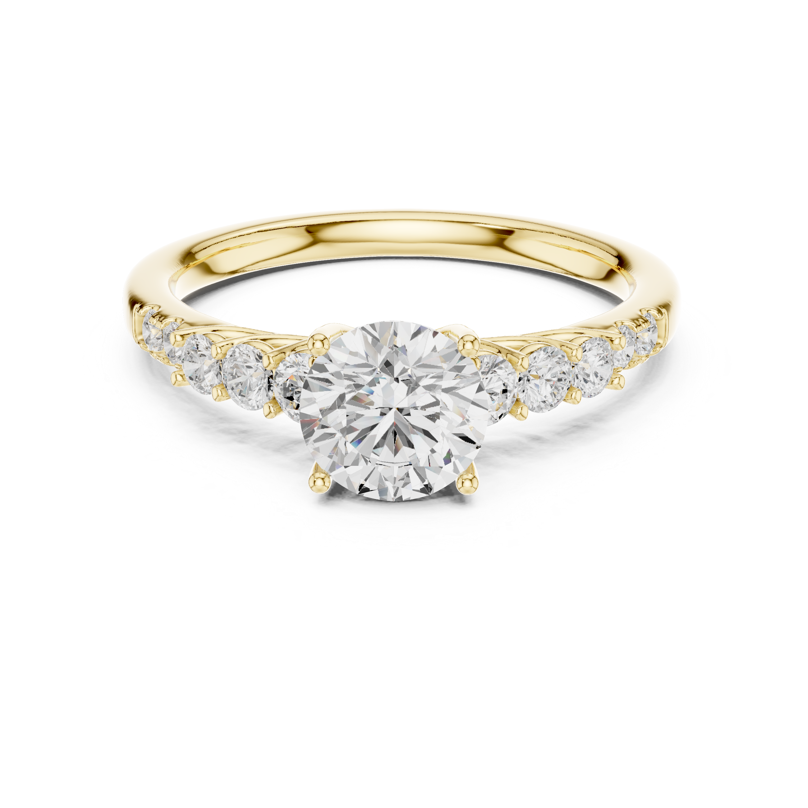 Classic Round Diamond Engagement Ring – Graduated Side Stone Solitaire Ring