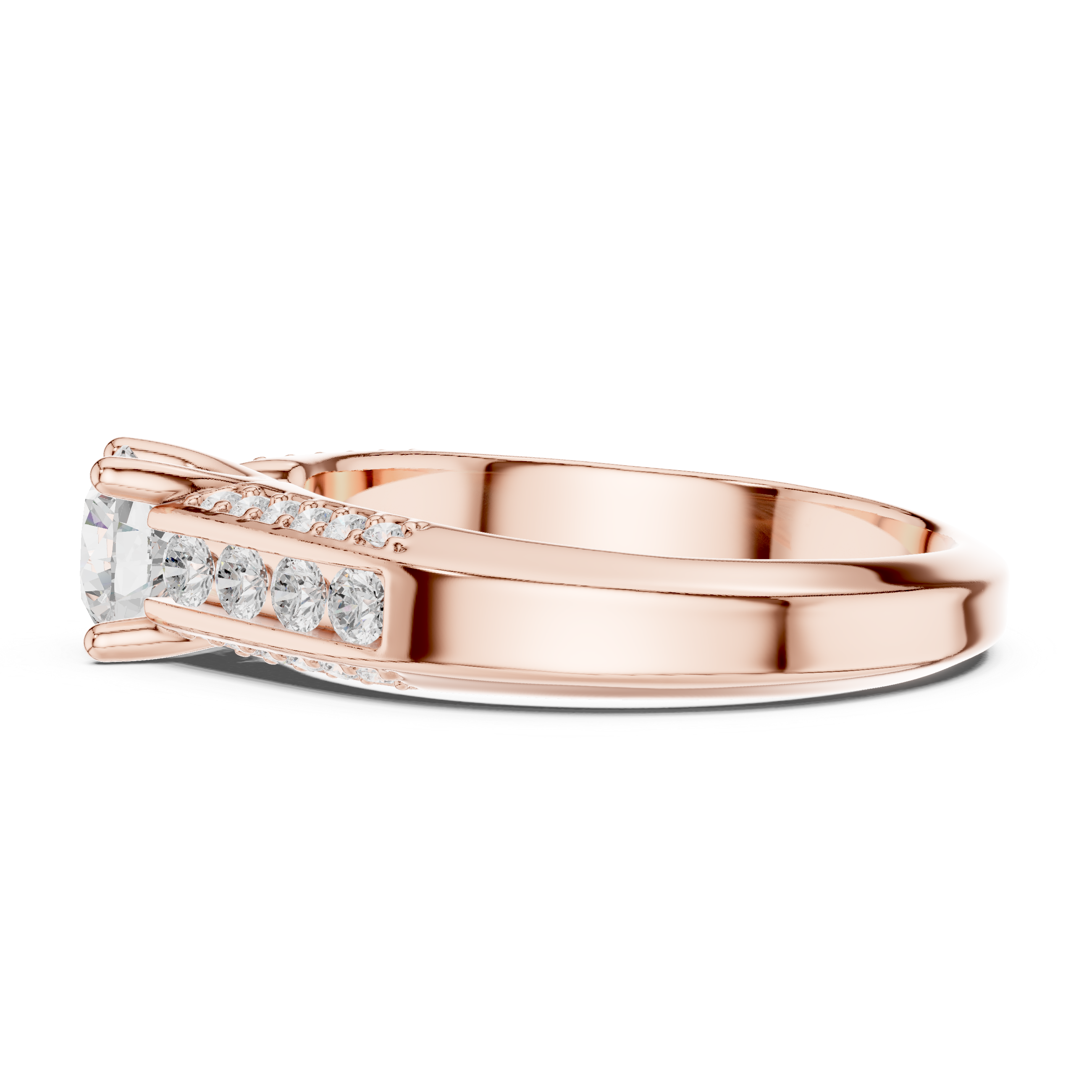 Channel Set Diamond Engagement Ring – Modern Round Solitaire Bridal Ring