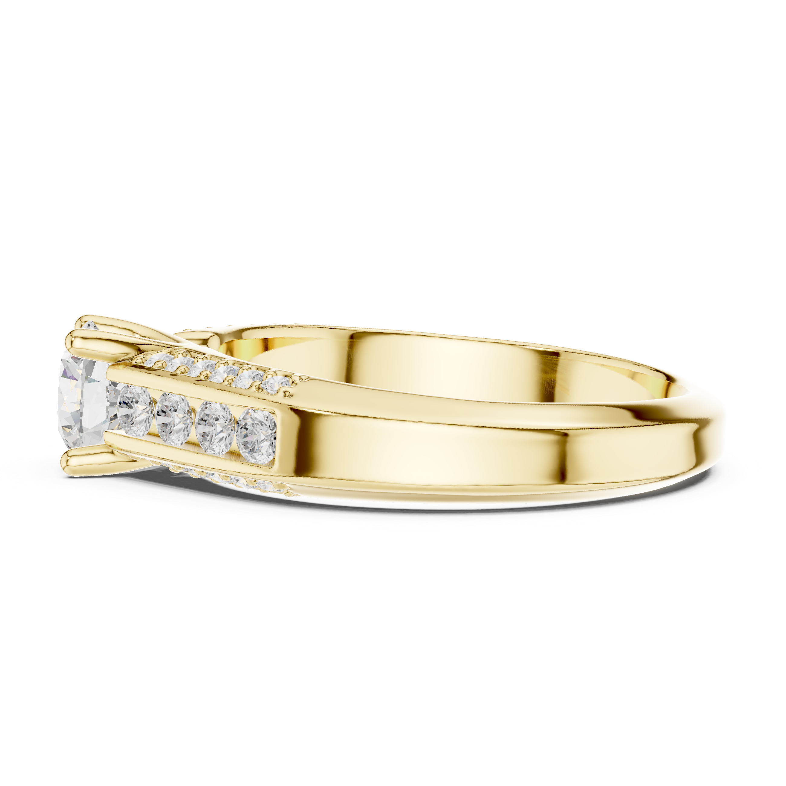 Channel Set Diamond Engagement Ring – Modern Round Solitaire Bridal Ring
